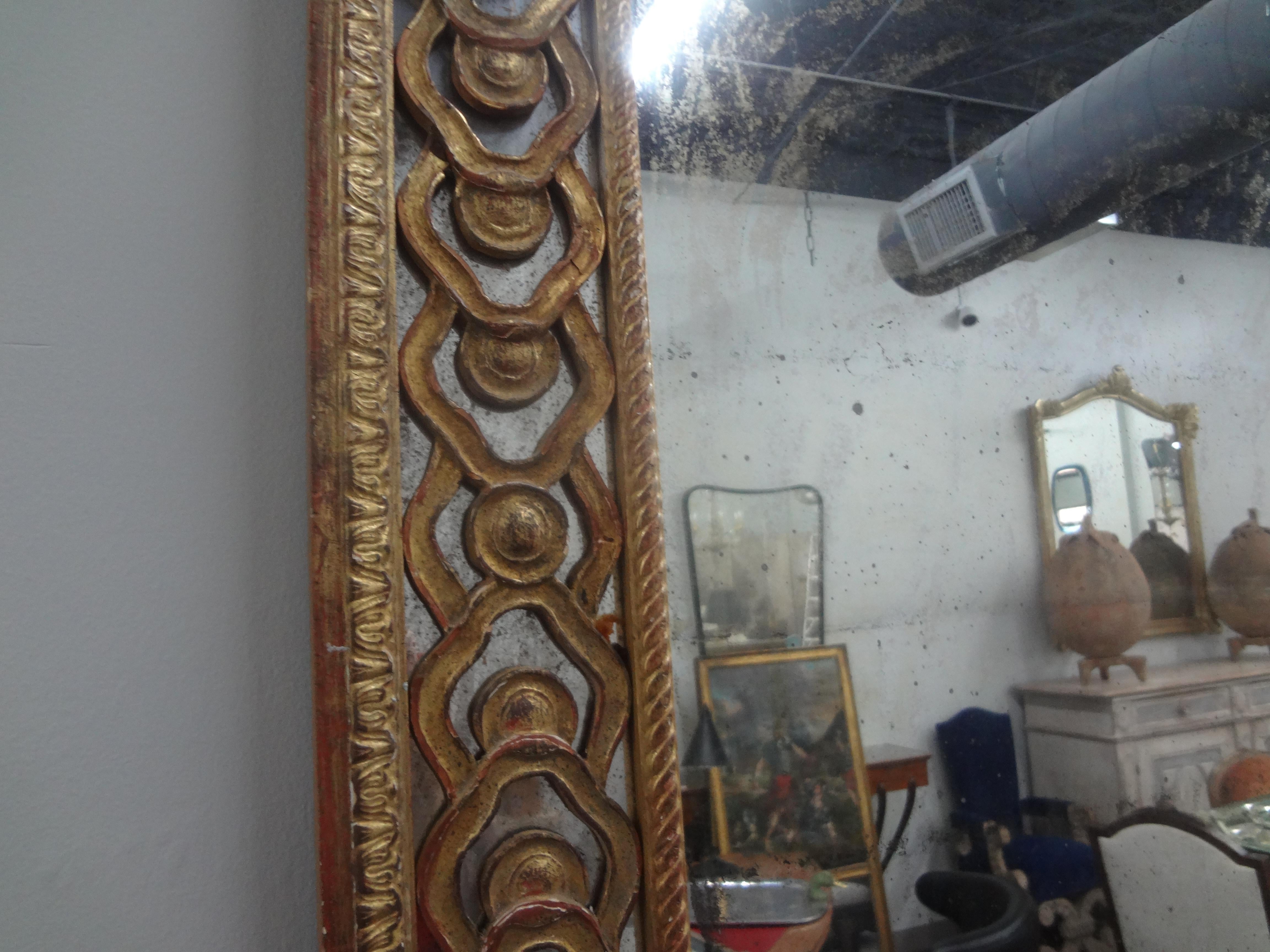 Italian Louis XVI Style Giltwood Fretwork Mirror For Sale 4