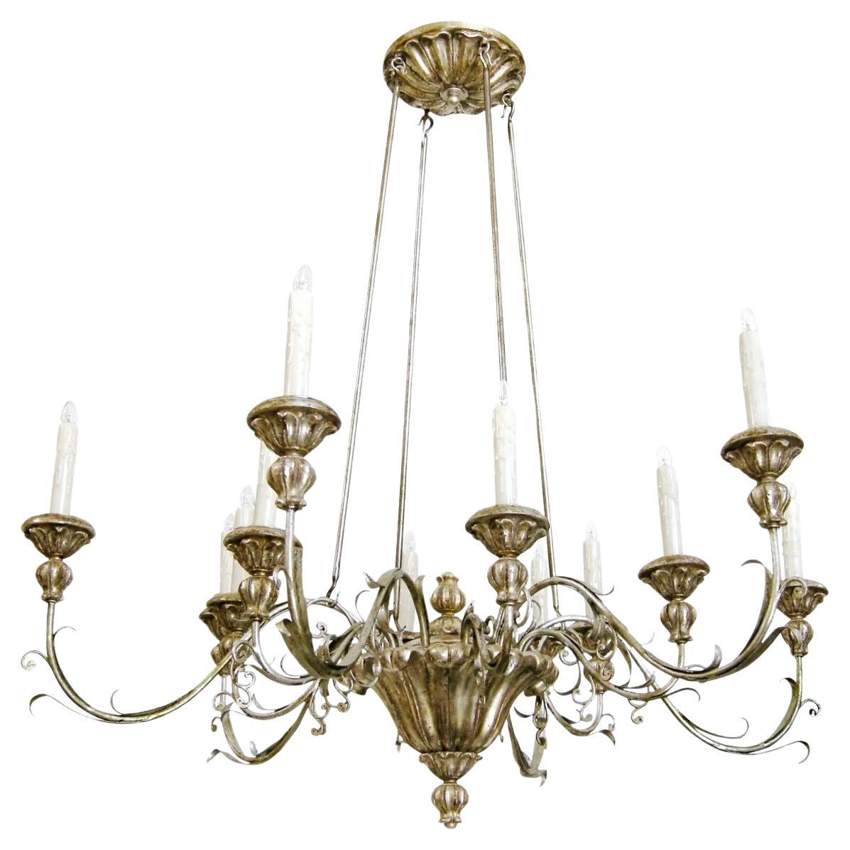 Zwölfarmiger Veneto-Kronleuchter aus italienischem Giltwood und vergoldetem Metall von Randy Esada