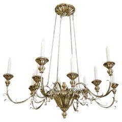 Lustre italien à douze bras en bois doré et métal doré de la Vénétie par Randy Esada