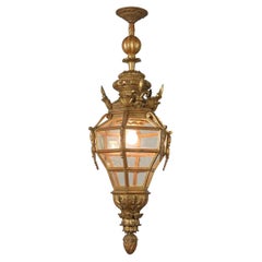 Antique Italian Giltwood Hall Lantern