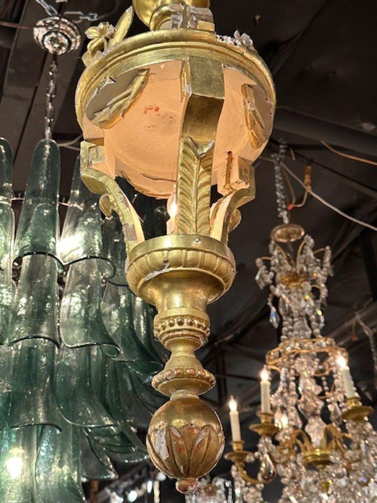 Italian Giltwood Lantern In Good Condition For Sale In Dallas, TX