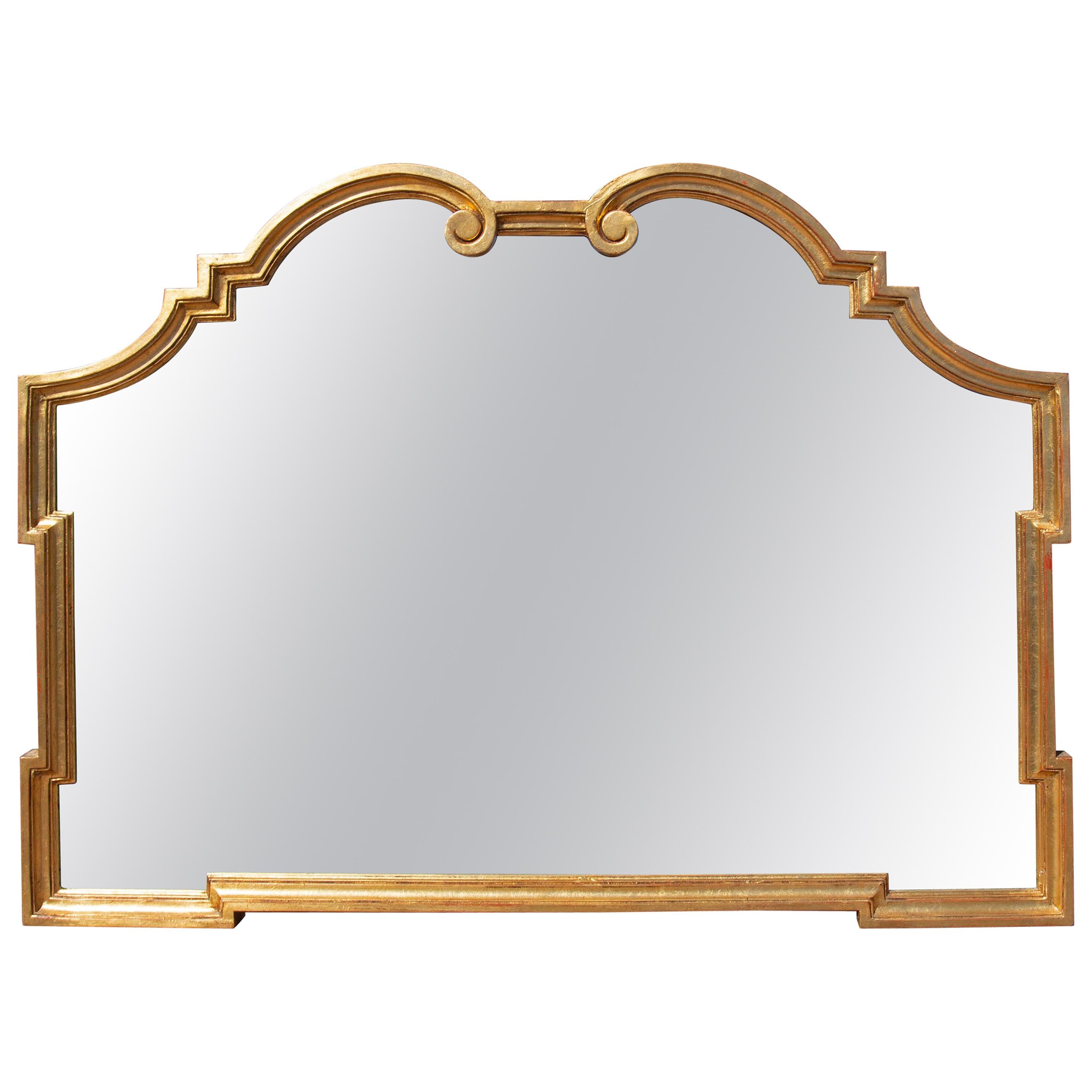 Italian Giltwood Mid-Century Modern Mantle Mirror