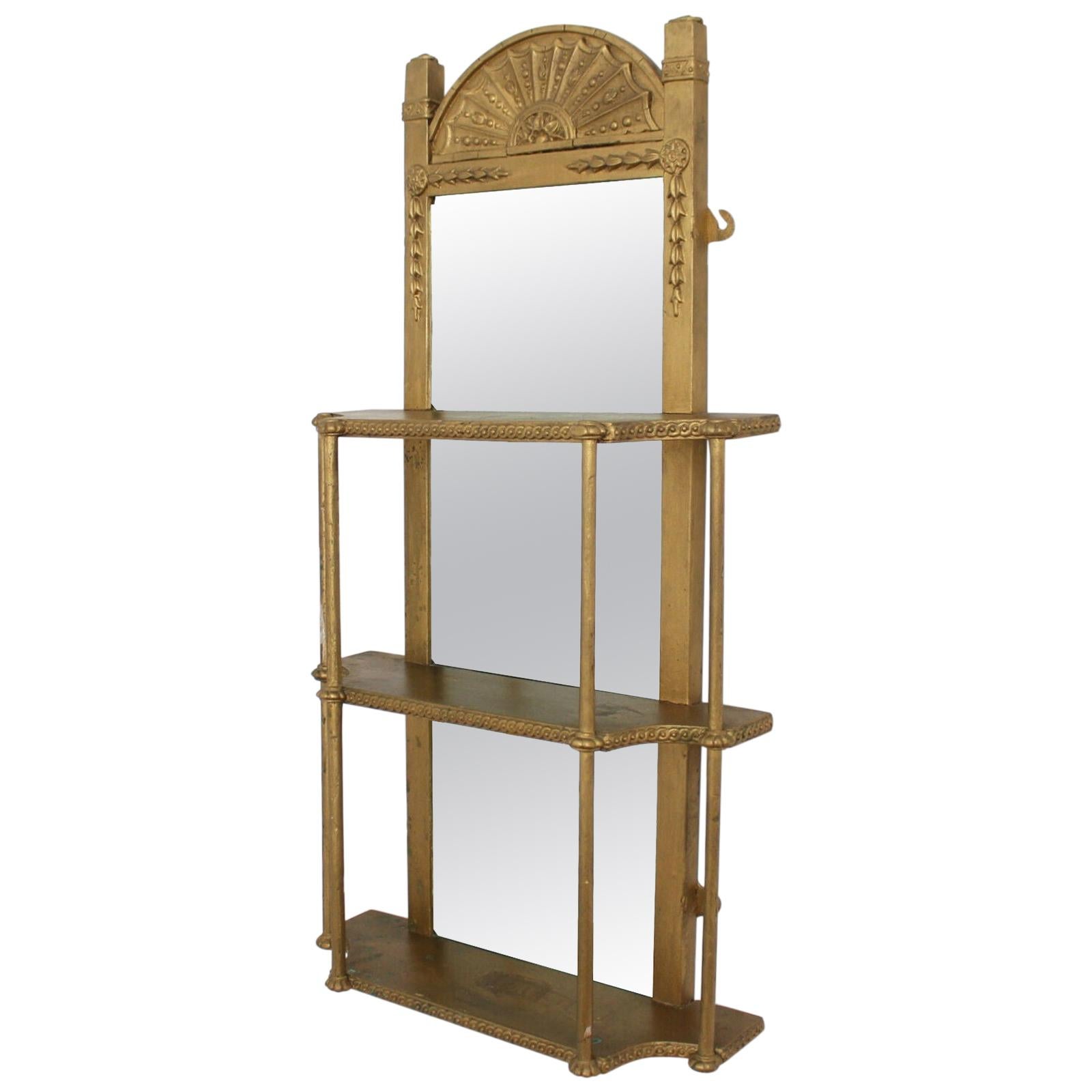 Italian Giltwood Mirror Hanging Shelves, 19th Century