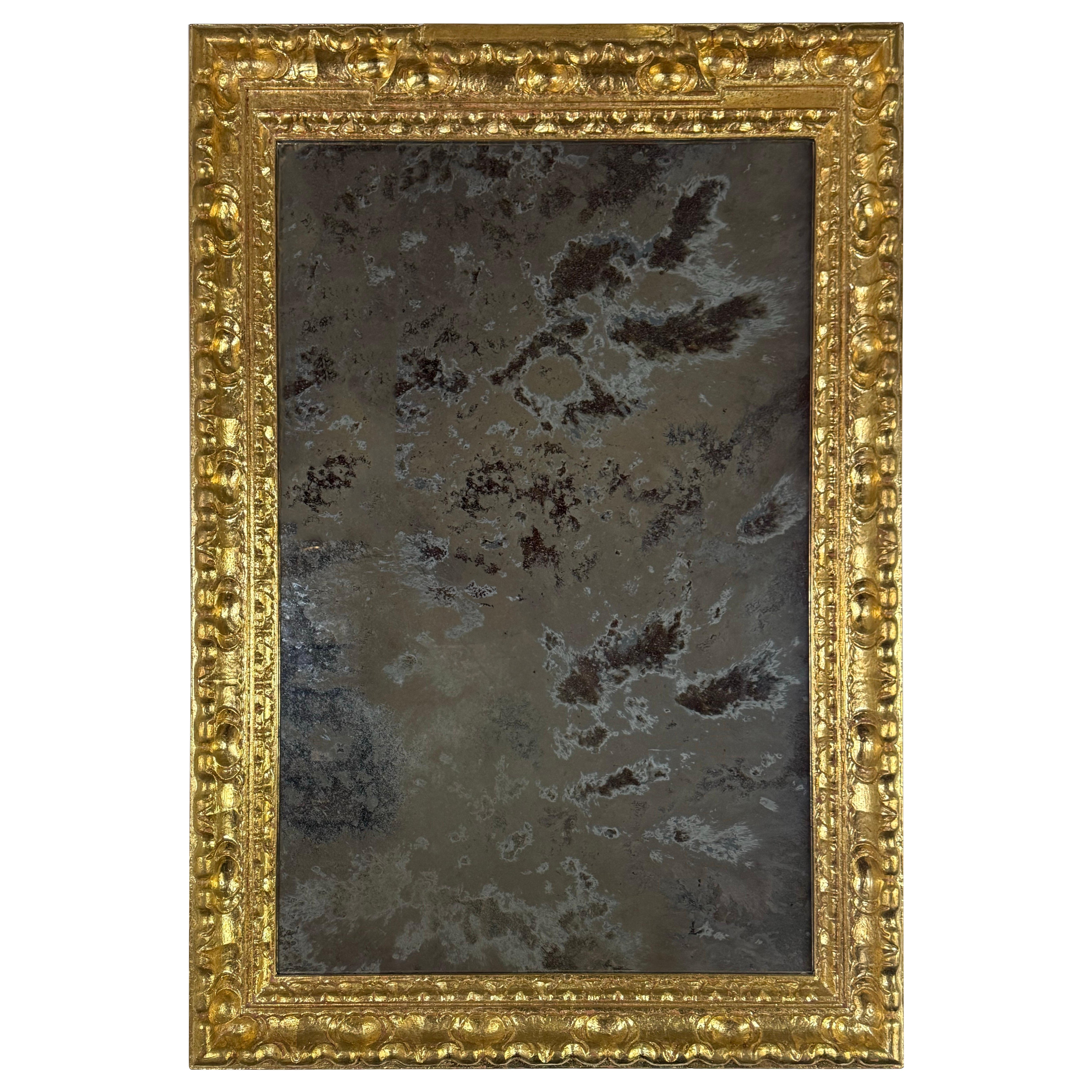 Italian Giltwood Mirror with Deep Oxidized Glass
