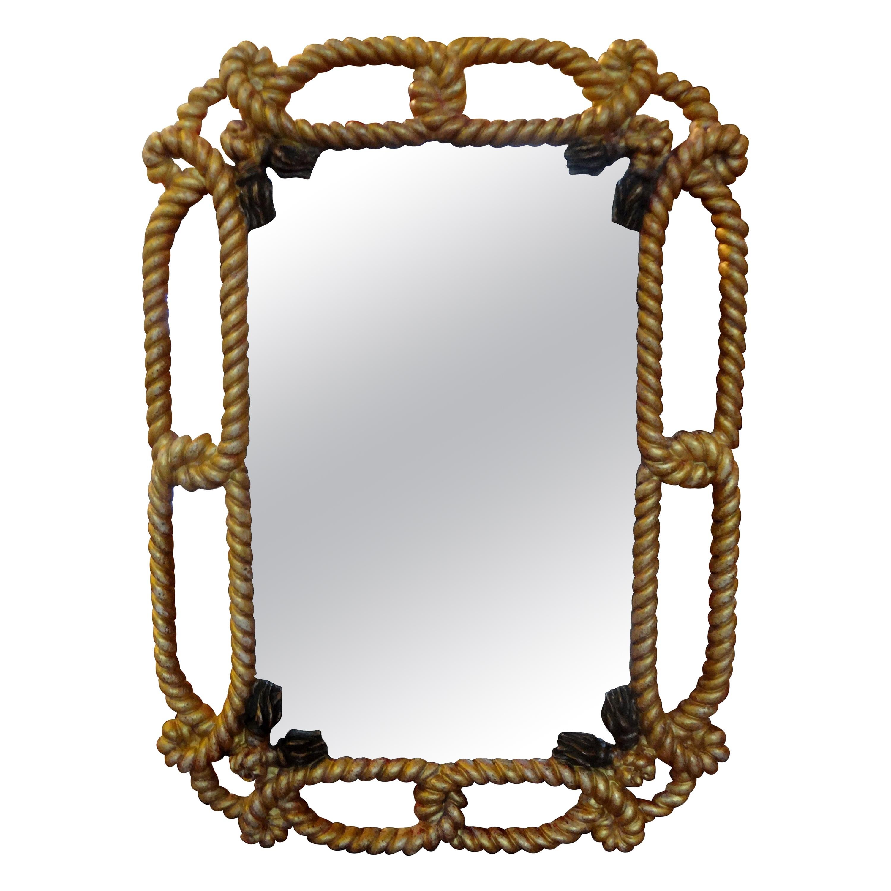 Italian Giltwood Mirror with Rope and Tassels