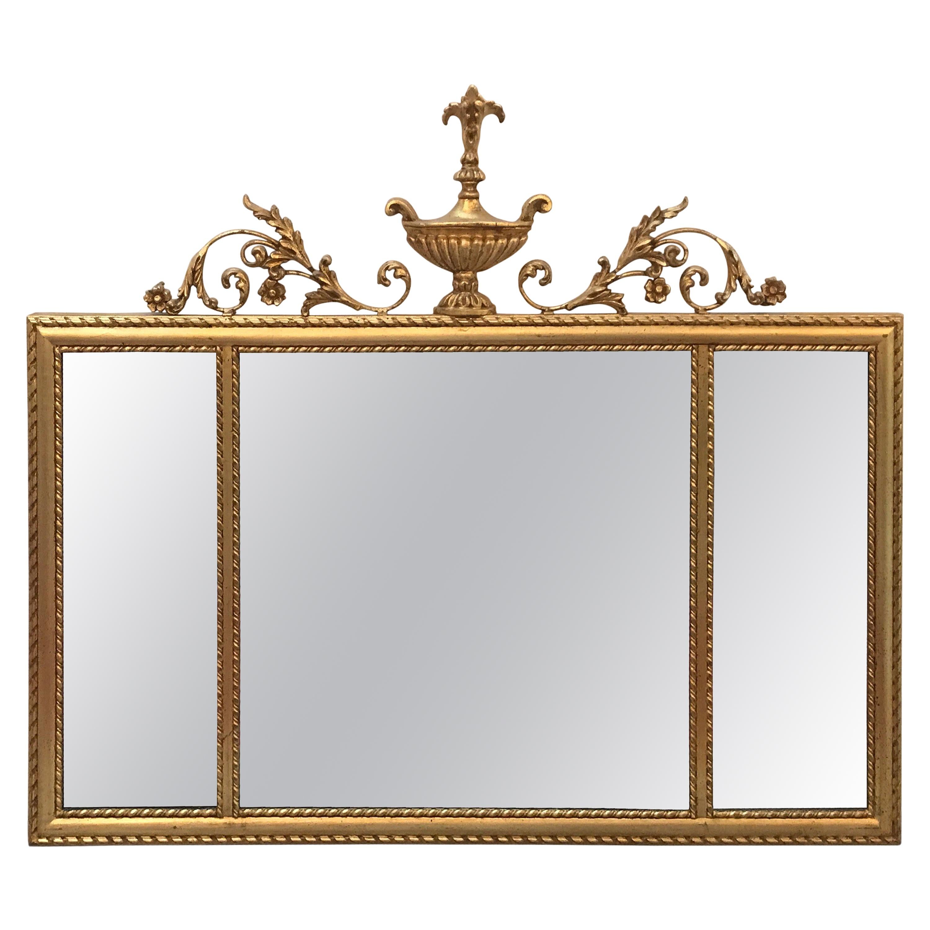 Italian Giltwood over Mantle Mirror by Labarge