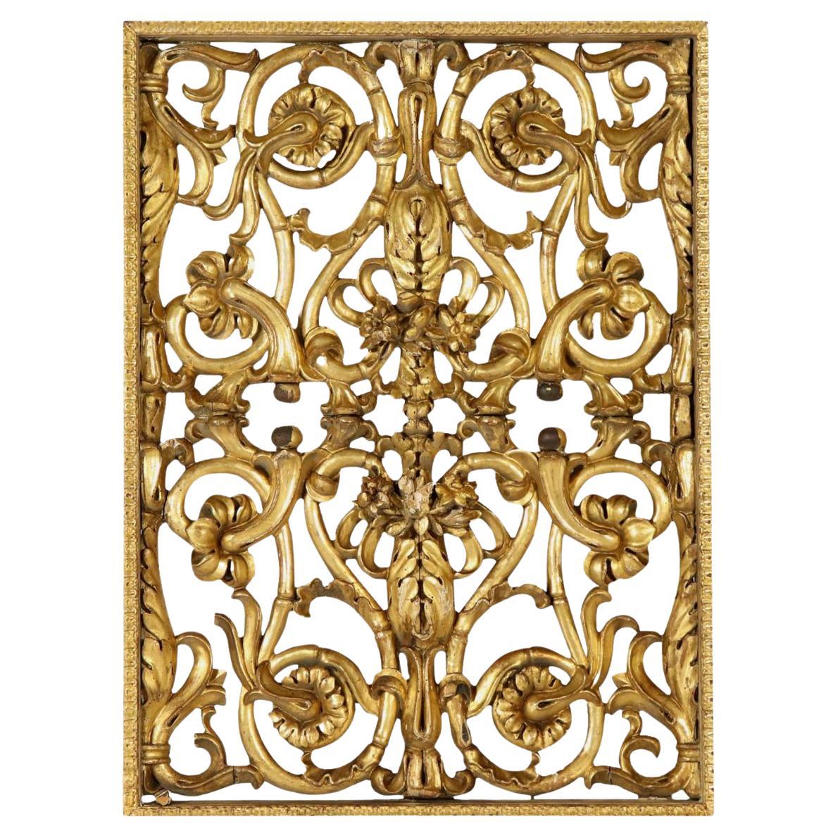 Italienisches vergoldetes Holz-Overdoor-Ornament-Paneel - um 1740 im Angebot
