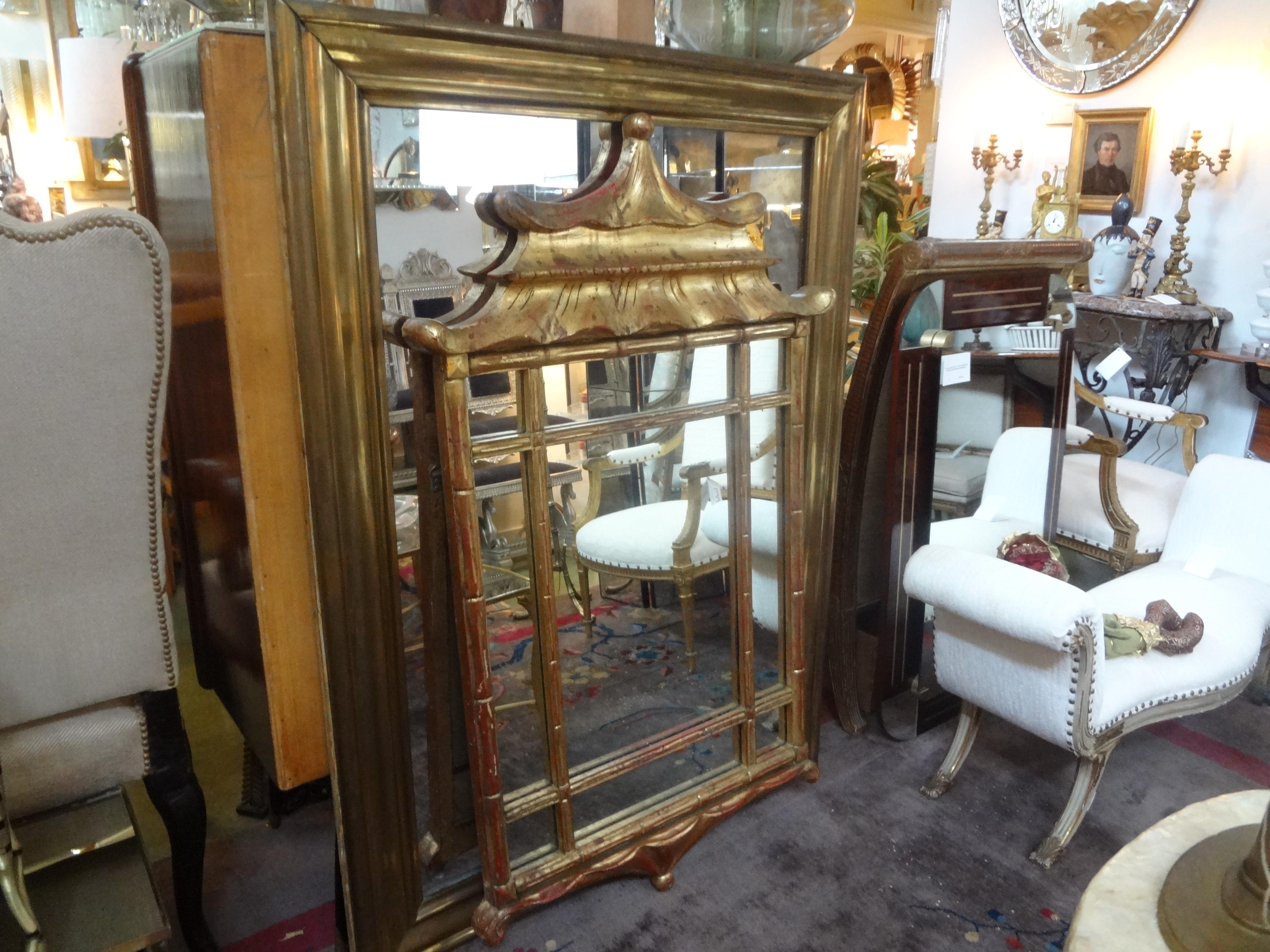 Italian Giltwood Chinese Chippendale or Chinoiserie Style Pagoda Mirror 5