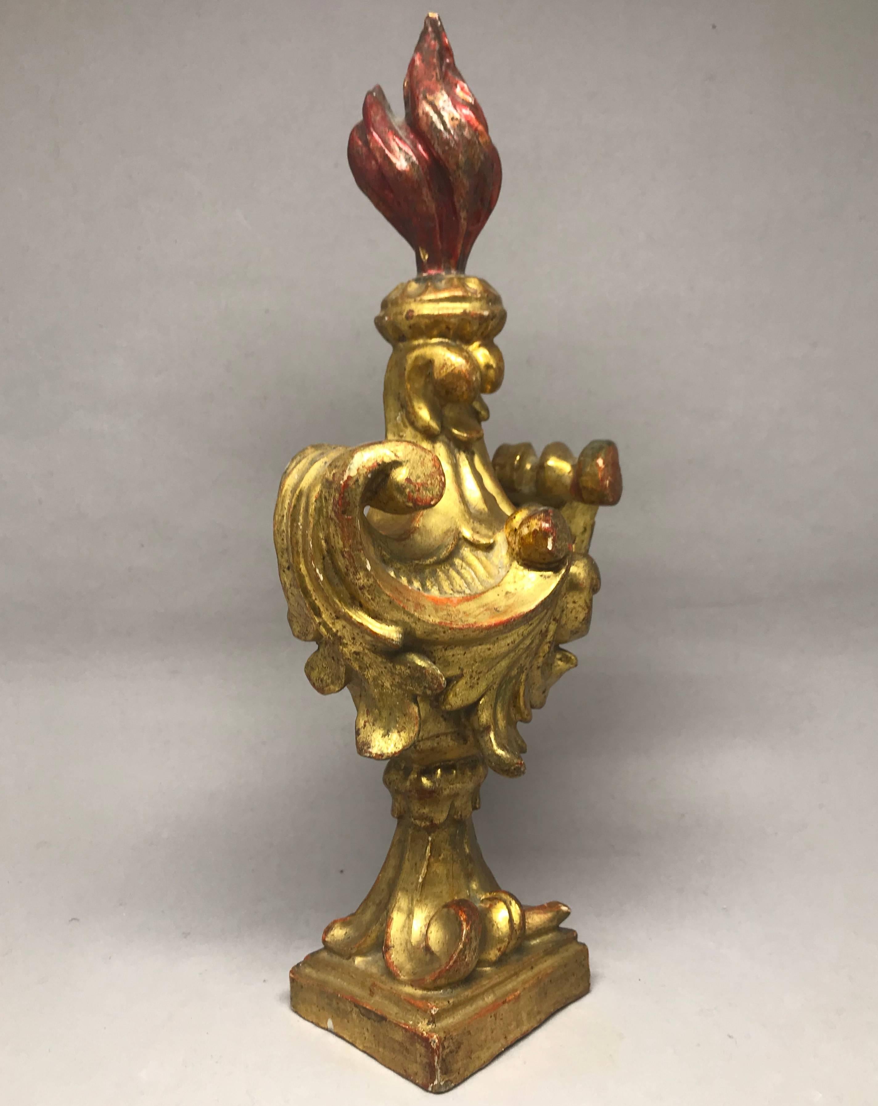 Italian Giltwood Rococo Flambeau Decoration For Sale 3