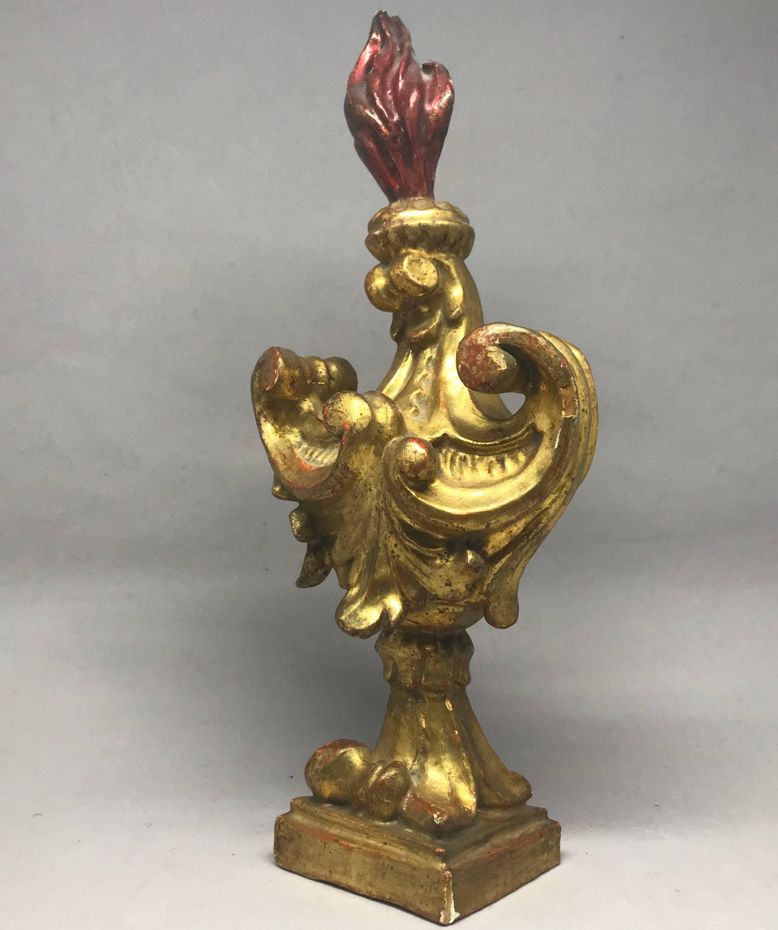 Italian Giltwood Rococo Flambeau Decoration For Sale 4