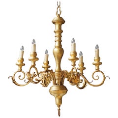 Italian Giltwood Six-Arm Chandelier