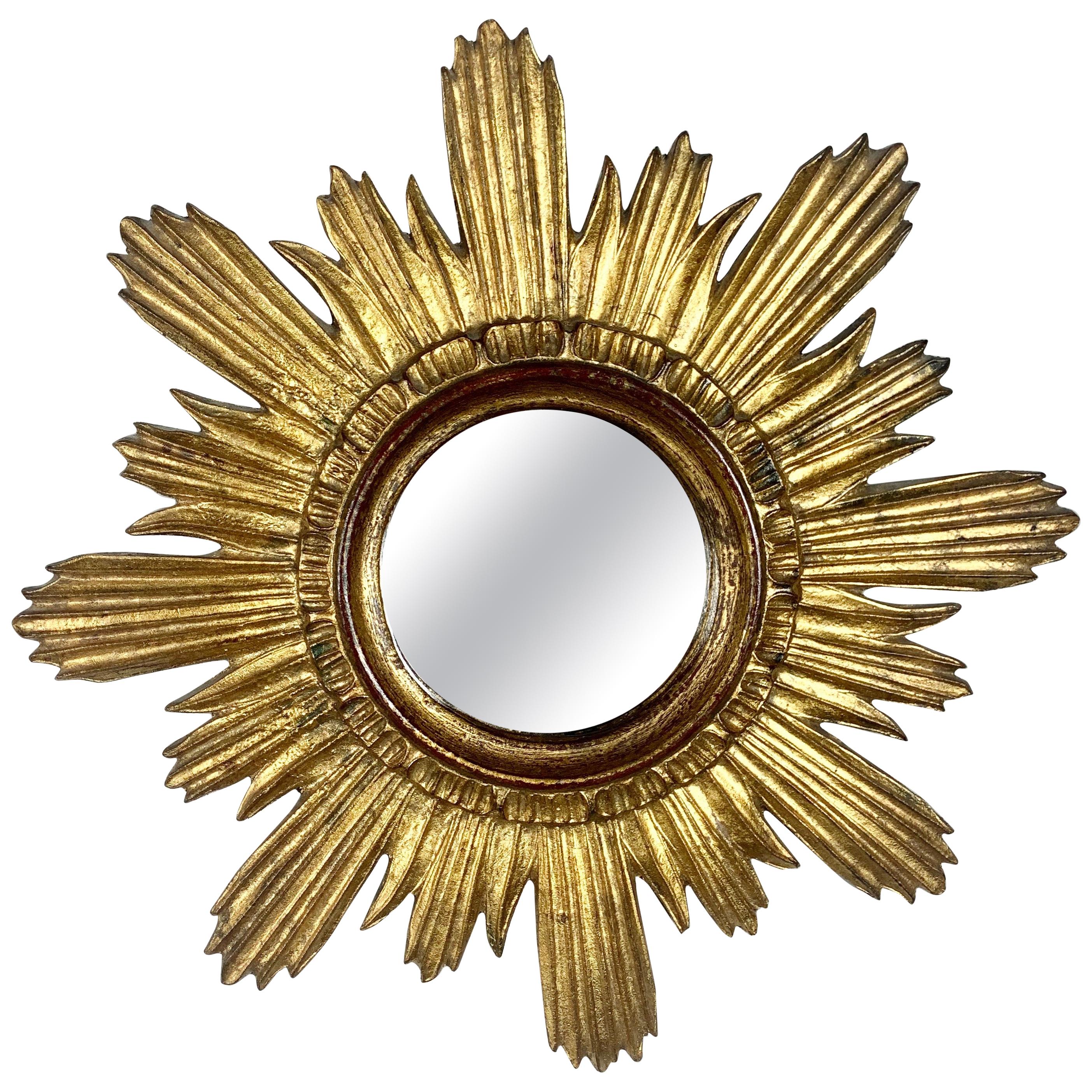 Italian Giltwood Sunburst Mirror, circa 1940