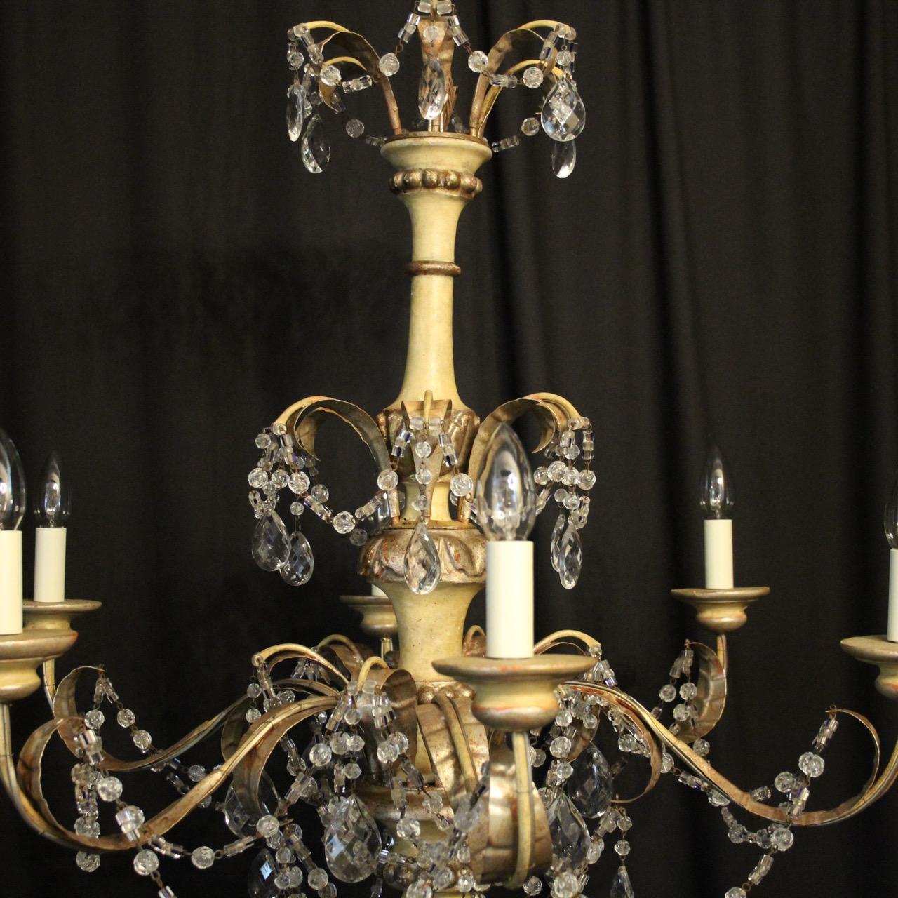 Italian Giltwood and Toleware Antique Chandelier In Good Condition In Chester, GB