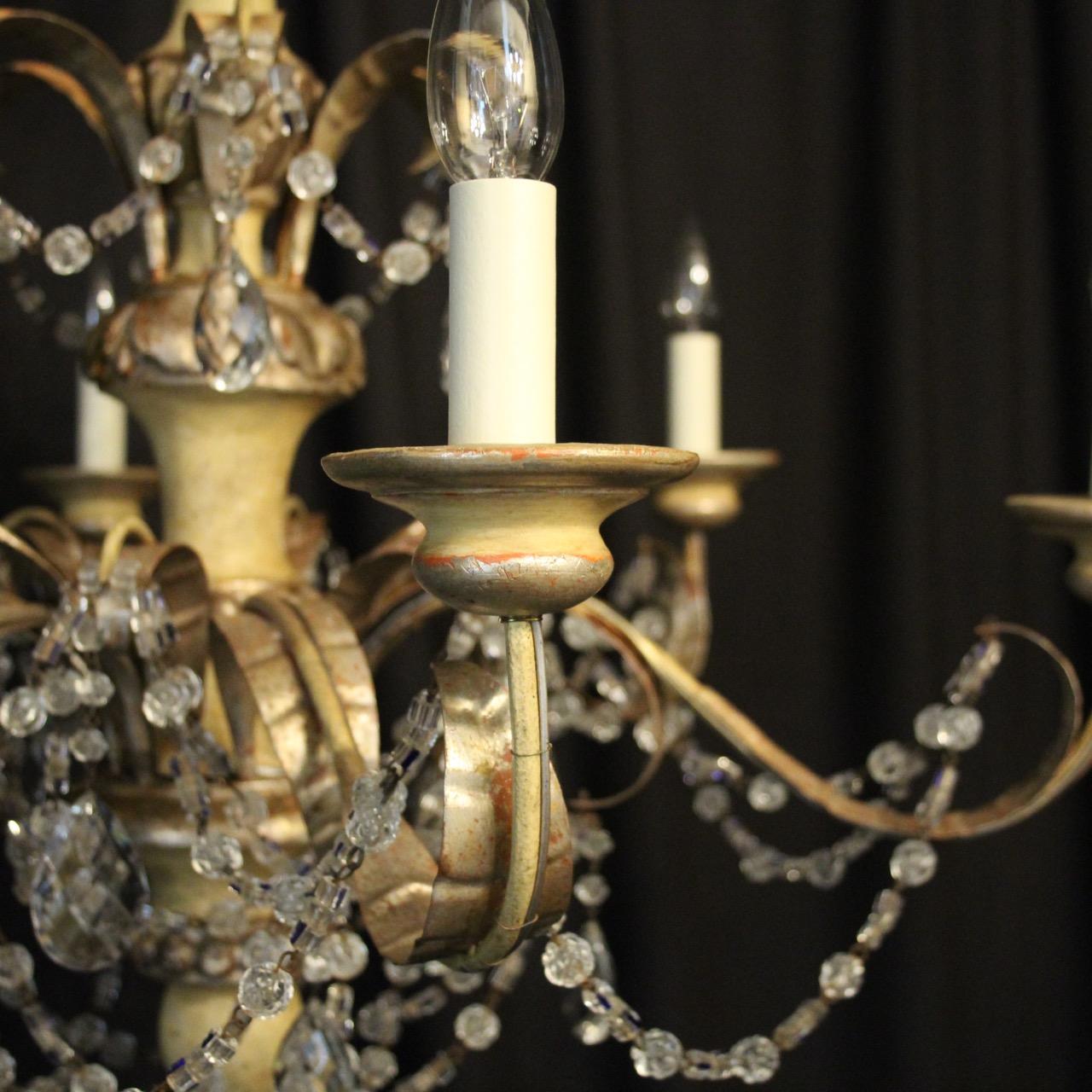 20th Century Italian Giltwood and Toleware Antique Chandelier