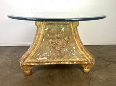 Mid-19th Century Italian Giltwood Tripod Coffee Table with Glass Top