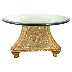 Italienischer Dreibeintisch aus Giltwood mit Glasplatte