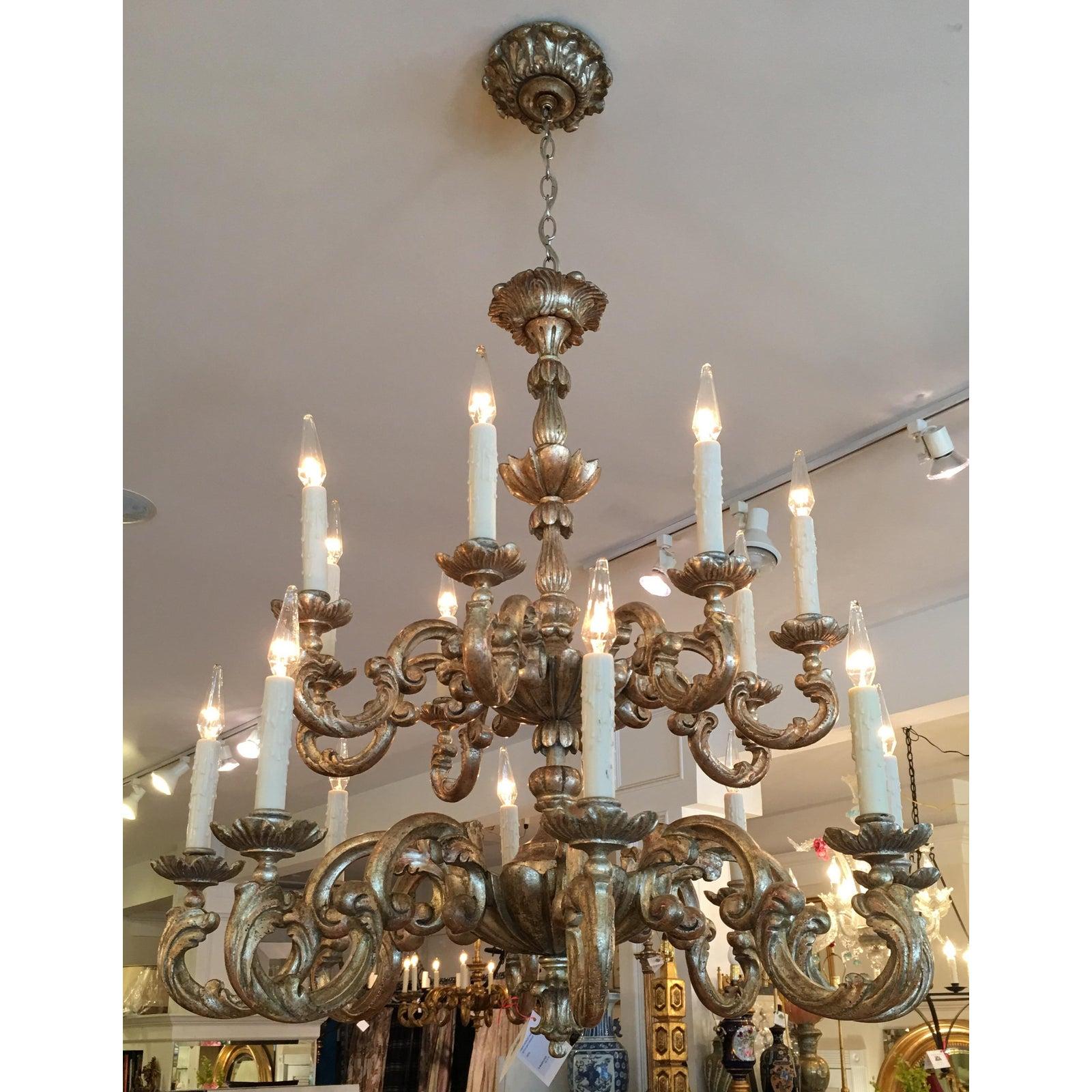 North American Italian Giltwood Two-Tier Sixteen Arm Verochio Chandelier by Randy Esada For Sale