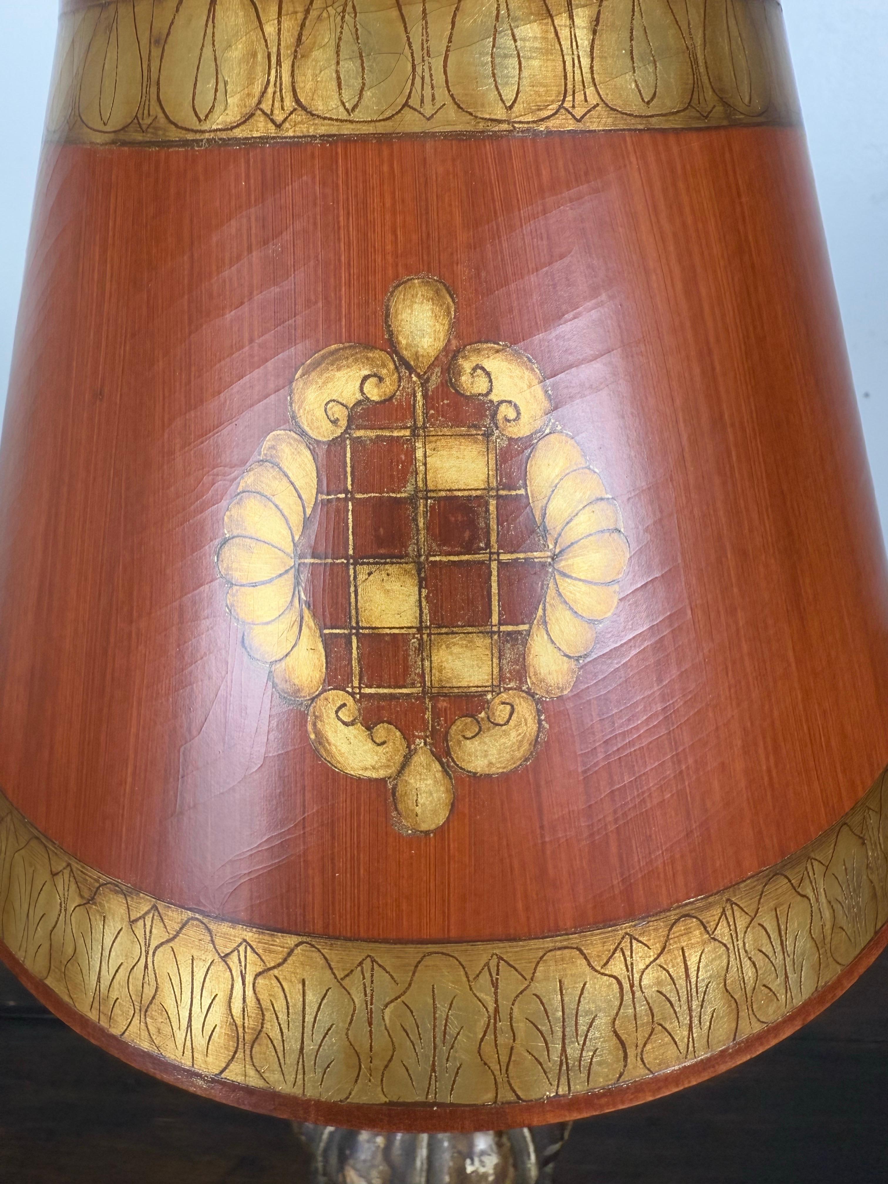 Italian Giltwood Urn Lamp w/ Parchment Shade For Sale 2