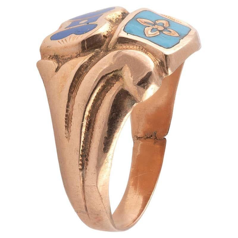 Georgian Italian Gimmel/Fede Enamel Gold Ring