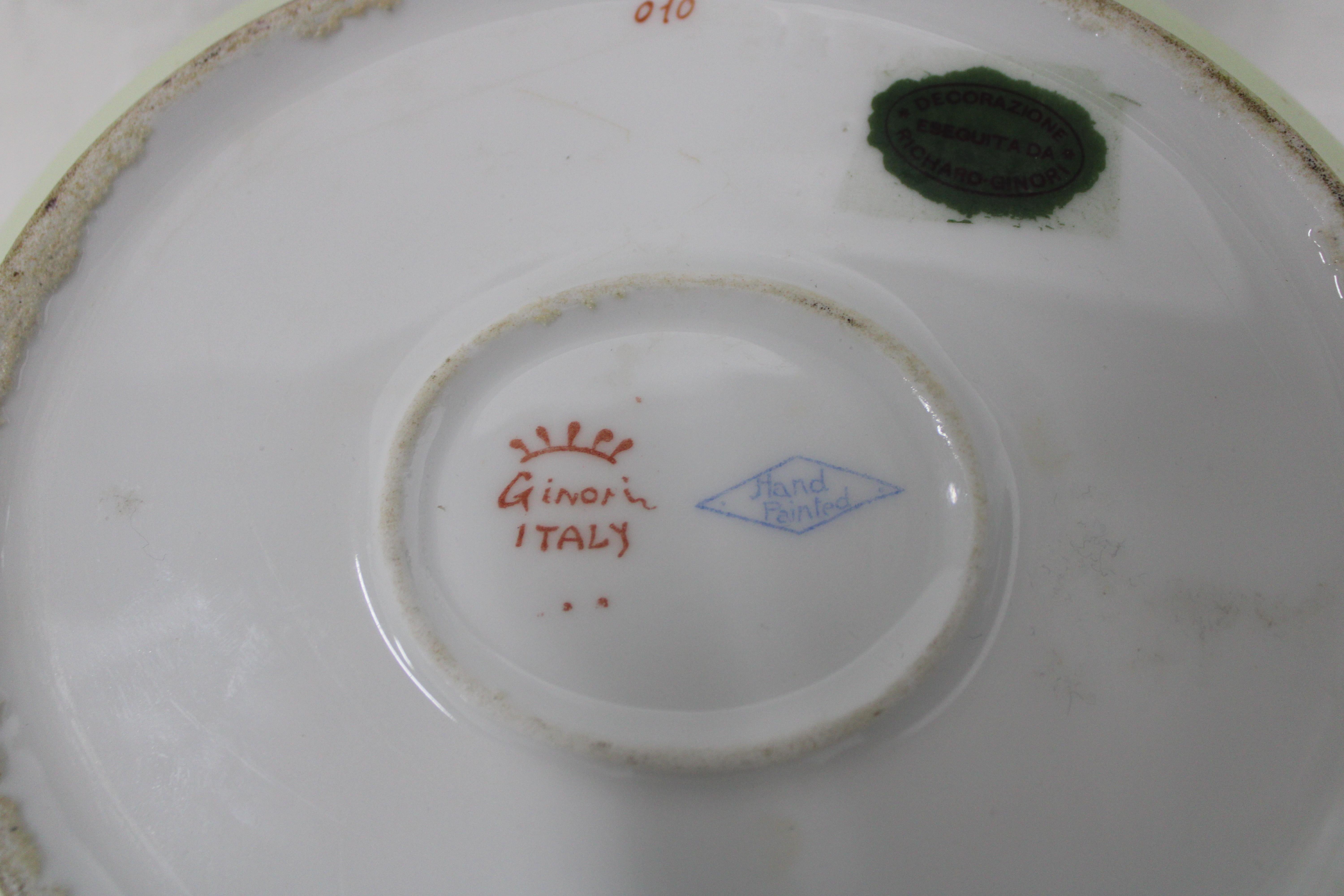 19th C Italian Ginori Hand Painted Porcelain Sugar Bowl For Sale 1