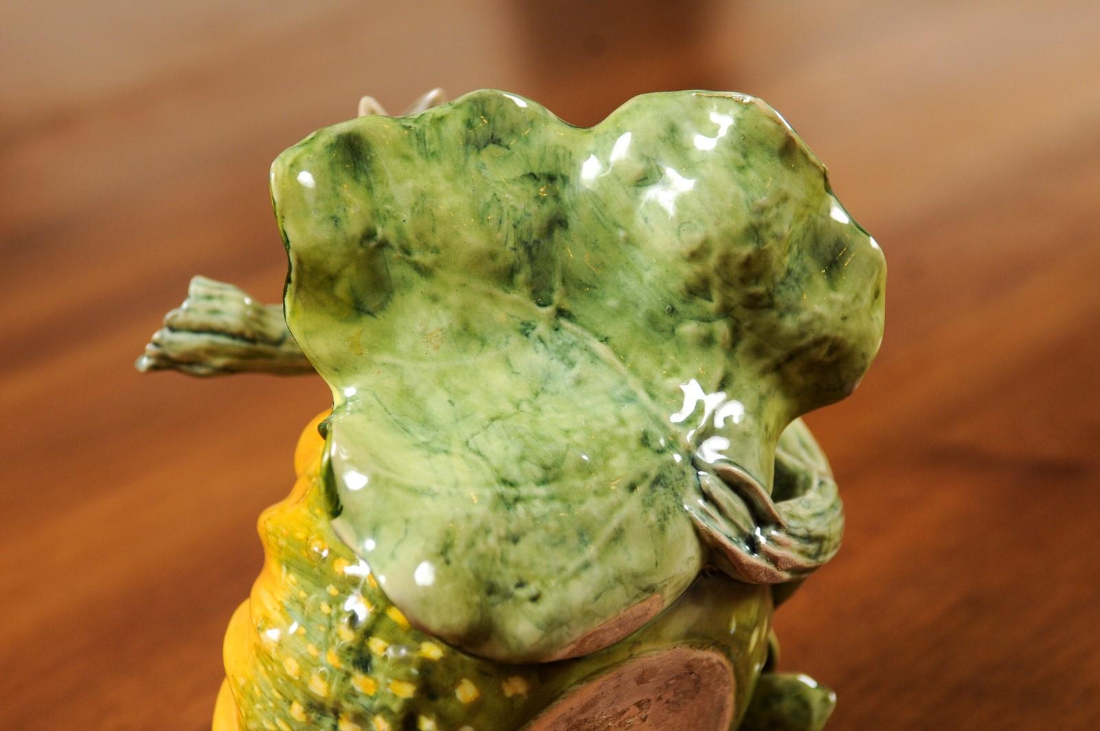 Italienische italienische Ginori Majolika-Vase in Pumpkinform mit Kaninchen, der einen Zweig schlägt im Angebot 7