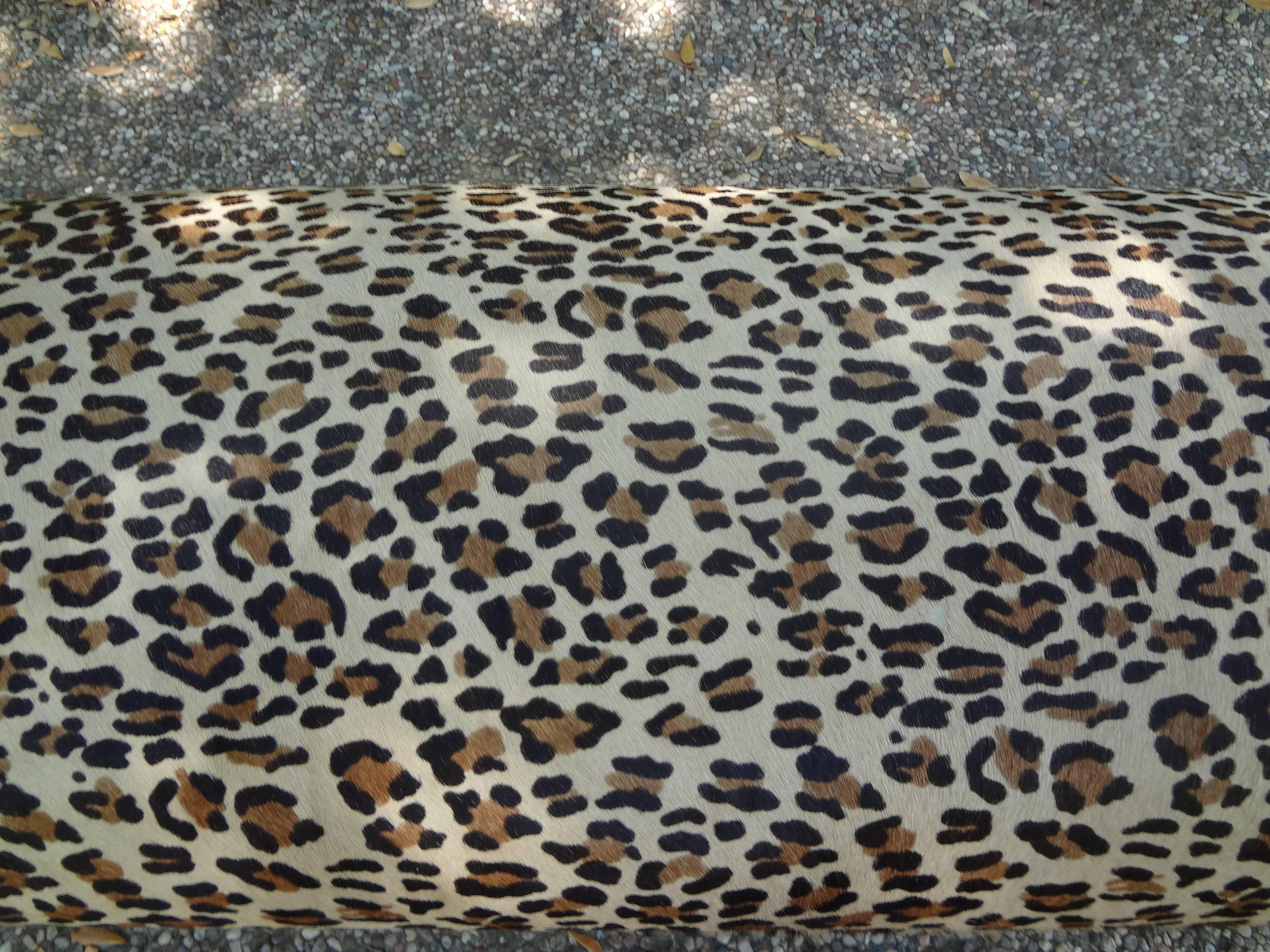 leopard upholstered bench