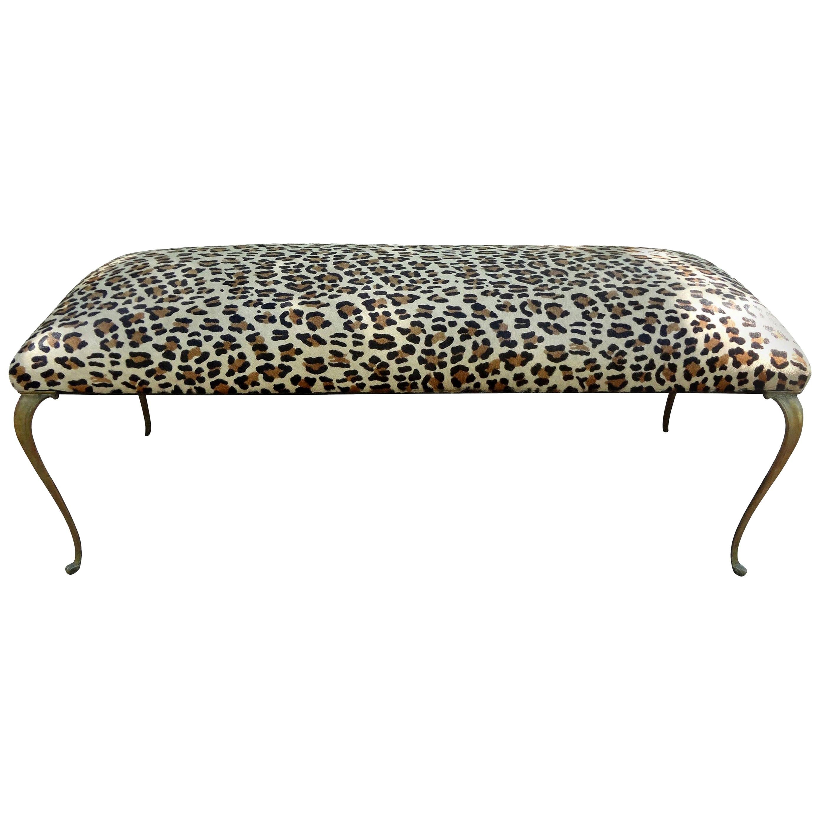 Leopard Printed Upholstered Ottoman at 1stDibs