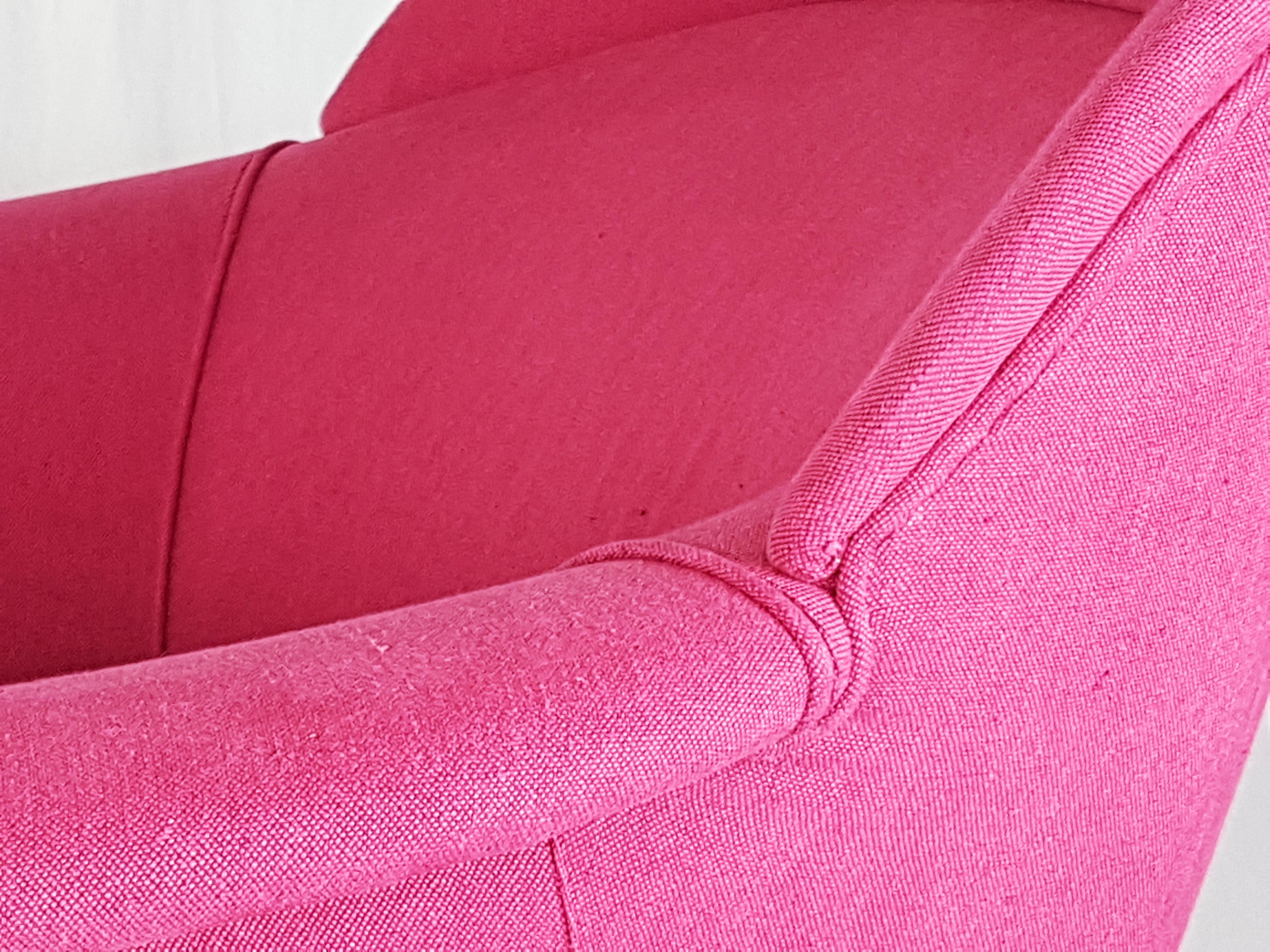 Mid-20th Century Italian Ico Parisi Style 1950s Pink Cushioned Armchair For Sale