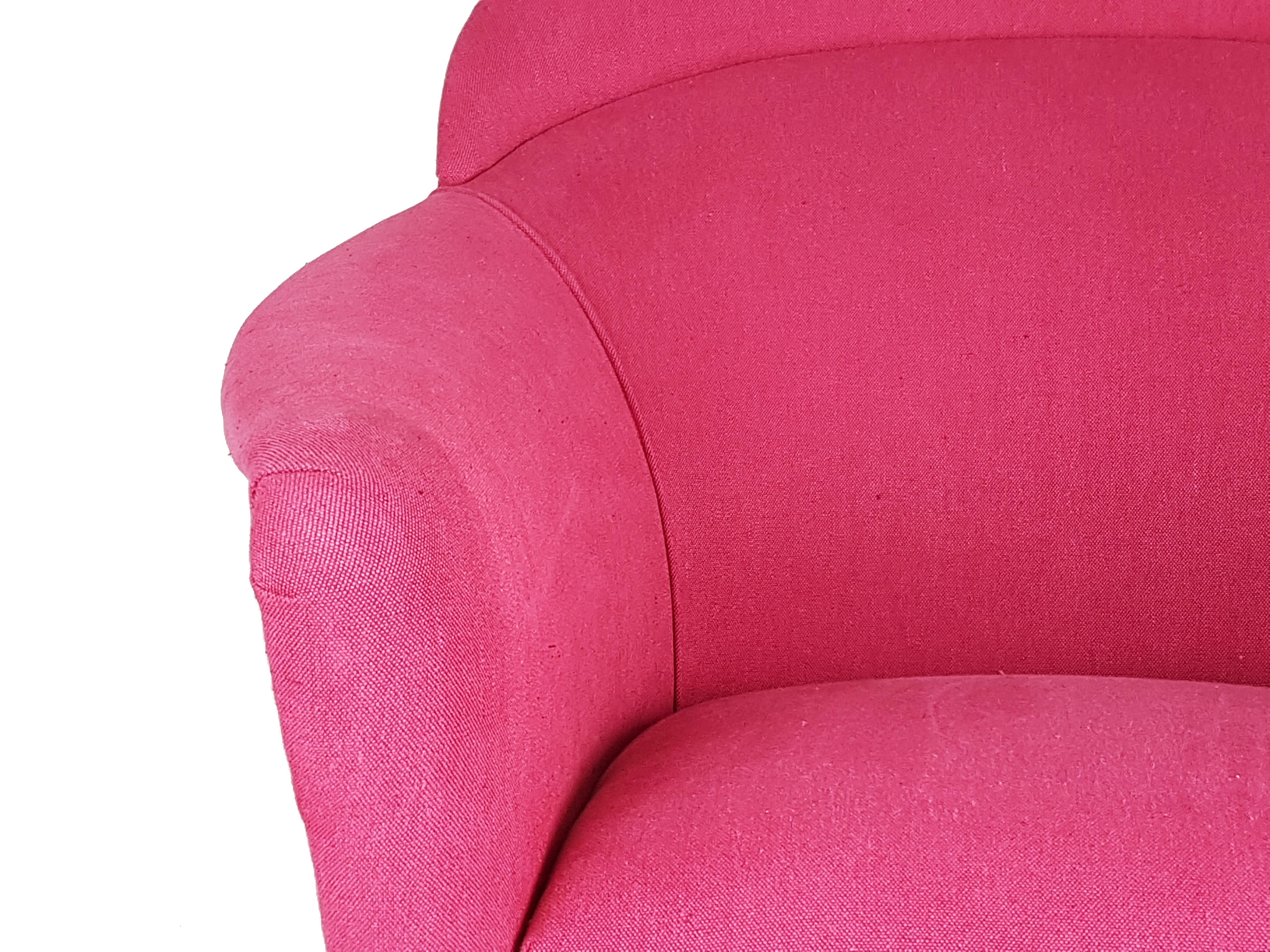 Italian Ico Parisi Style 1950s Pink Cushioned Armchair For Sale 2