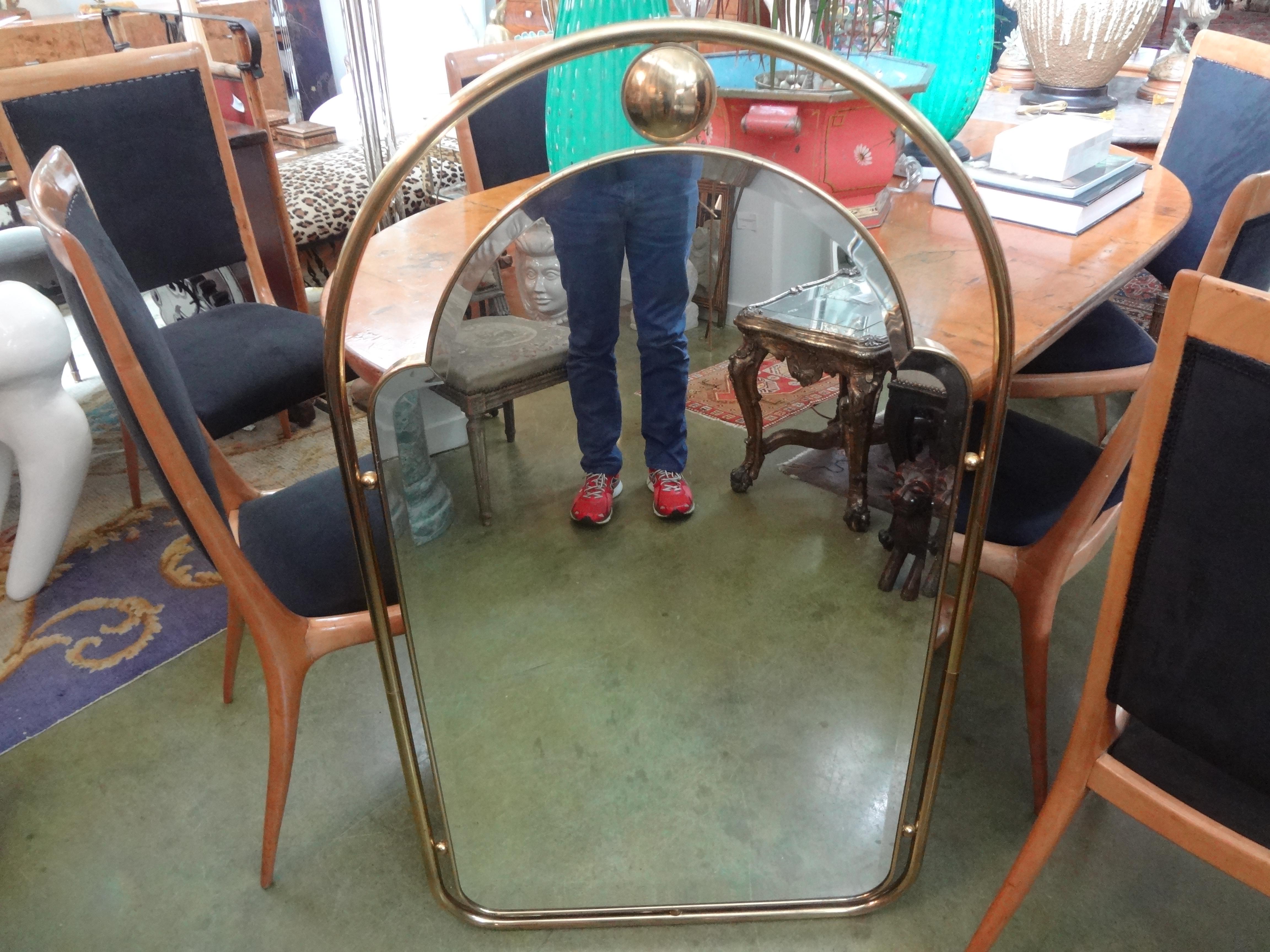 Italian Gio Ponti Style Brass Beveled Mirror 5