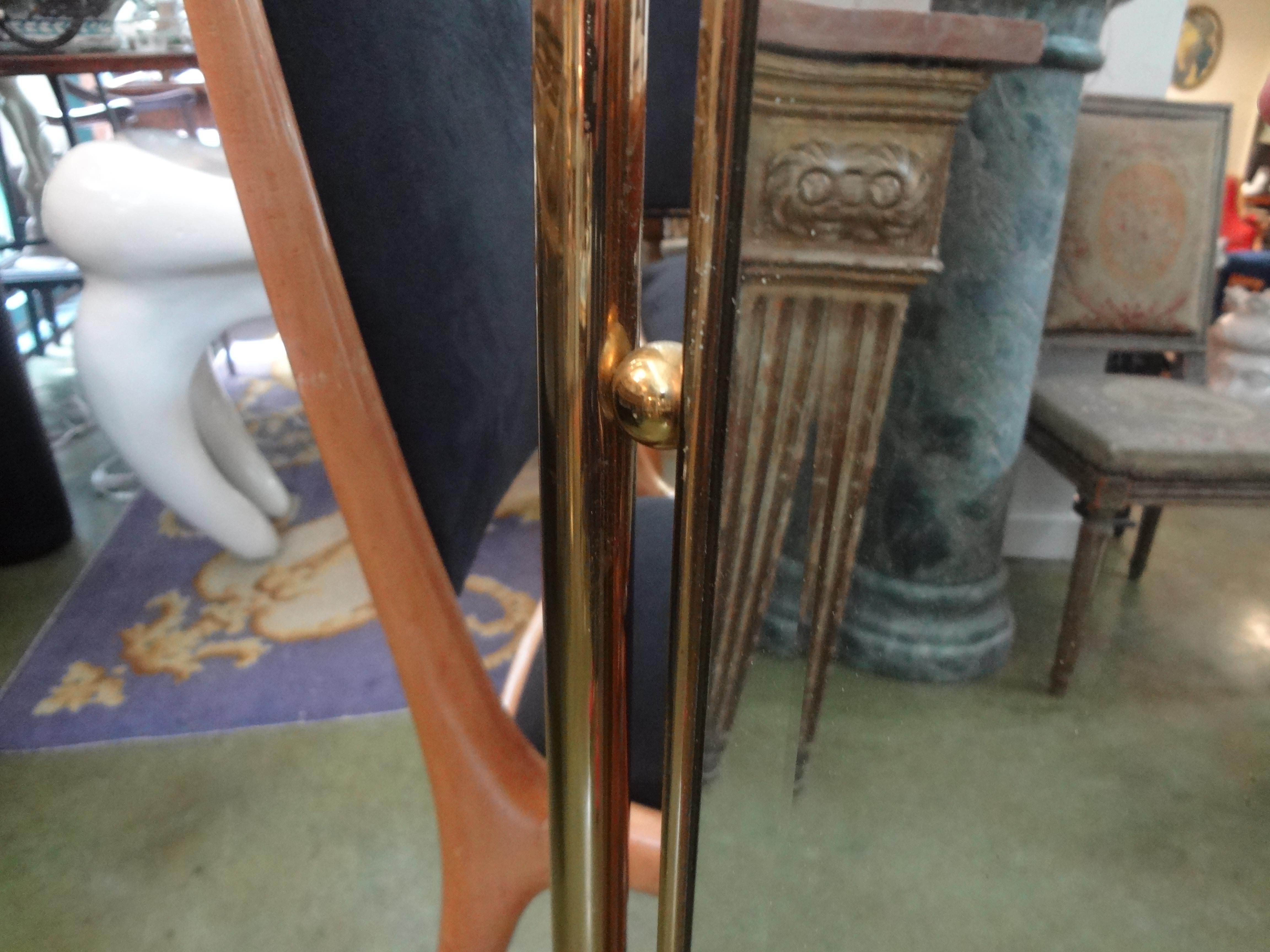 Italian Gio Ponti Style Brass Beveled Mirror In Good Condition In Houston, TX