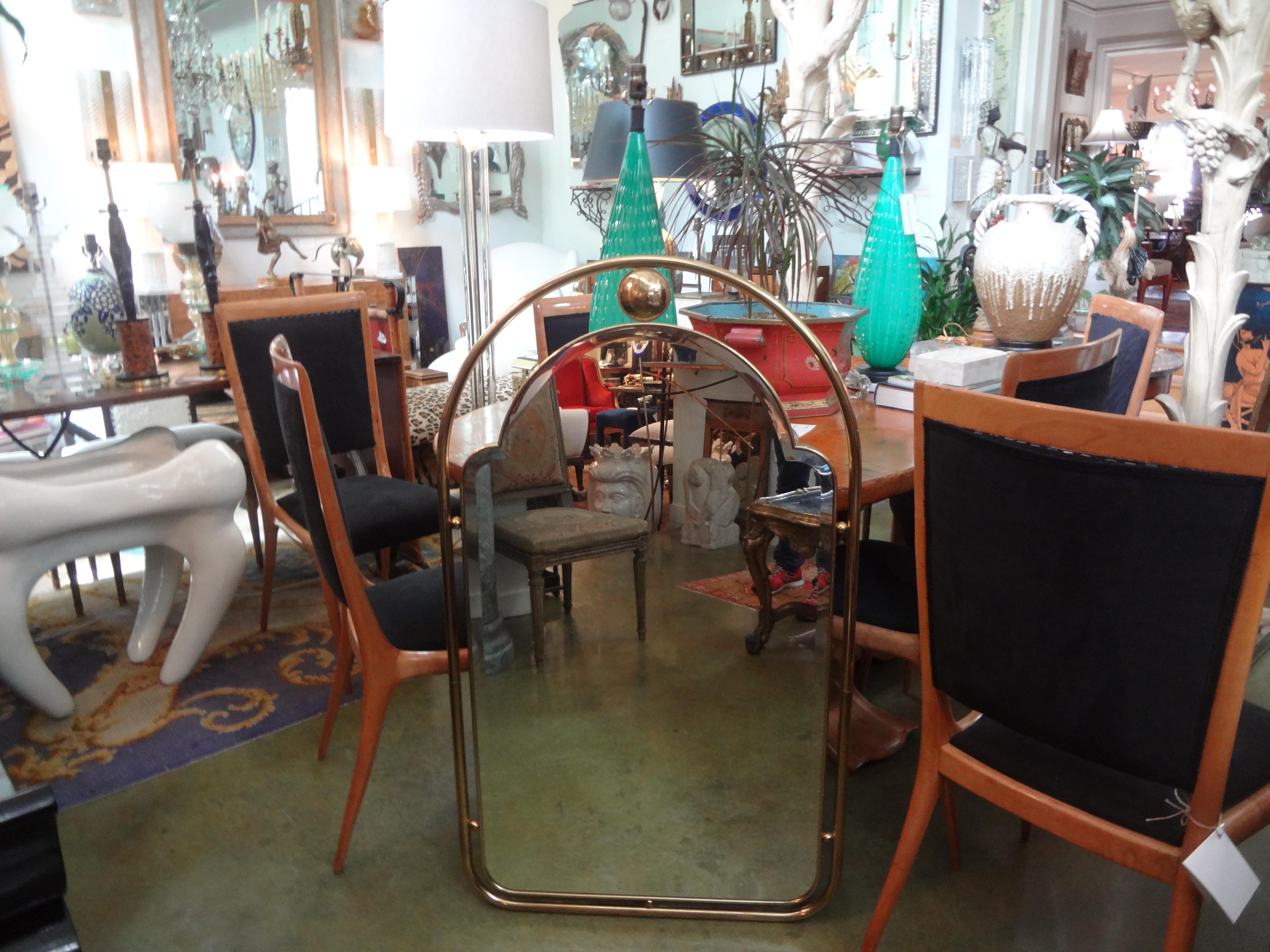 Late 20th Century Italian Gio Ponti Style Brass Beveled Mirror