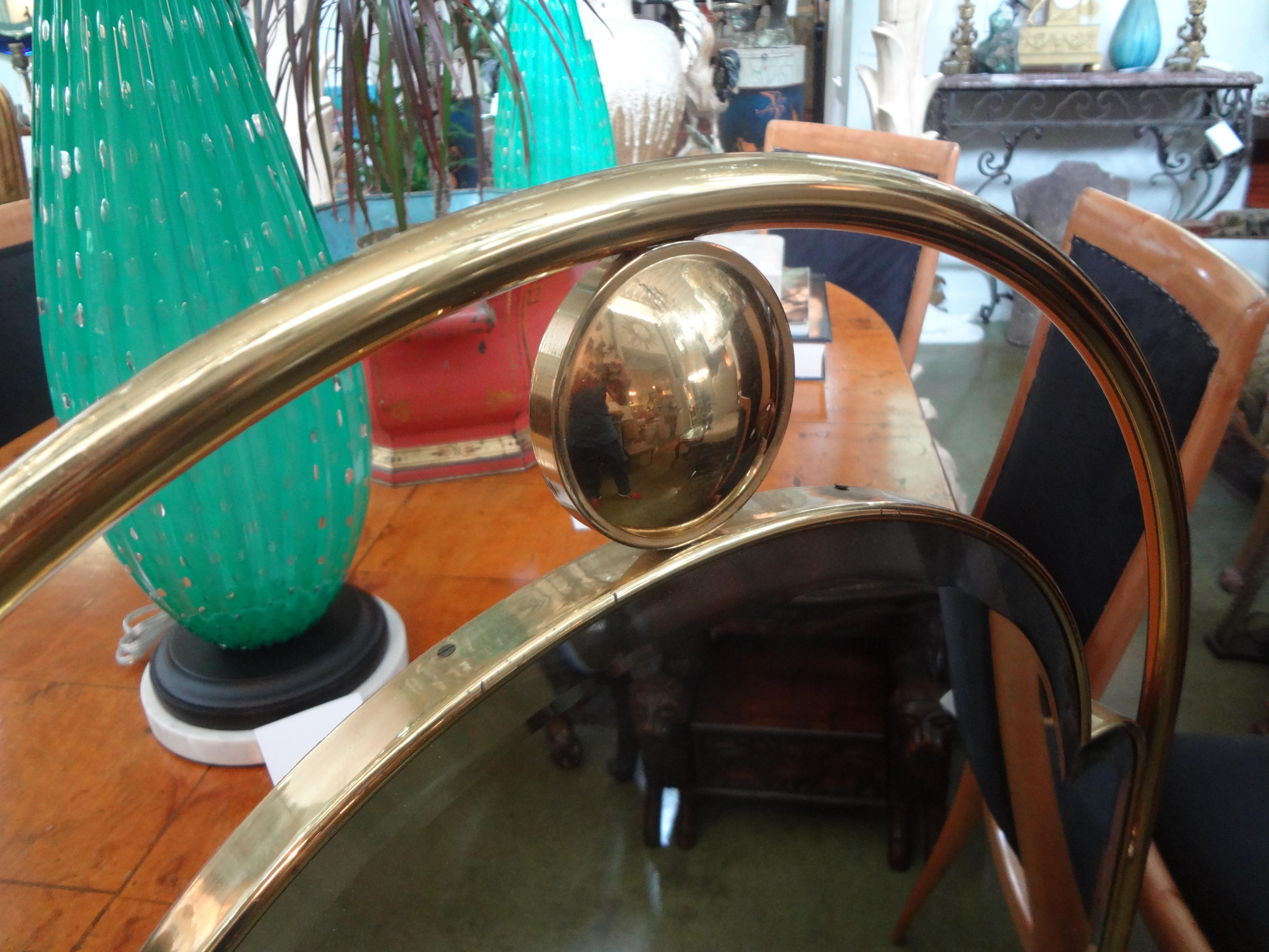 Italian Gio Ponti Style Brass Beveled Mirror 1