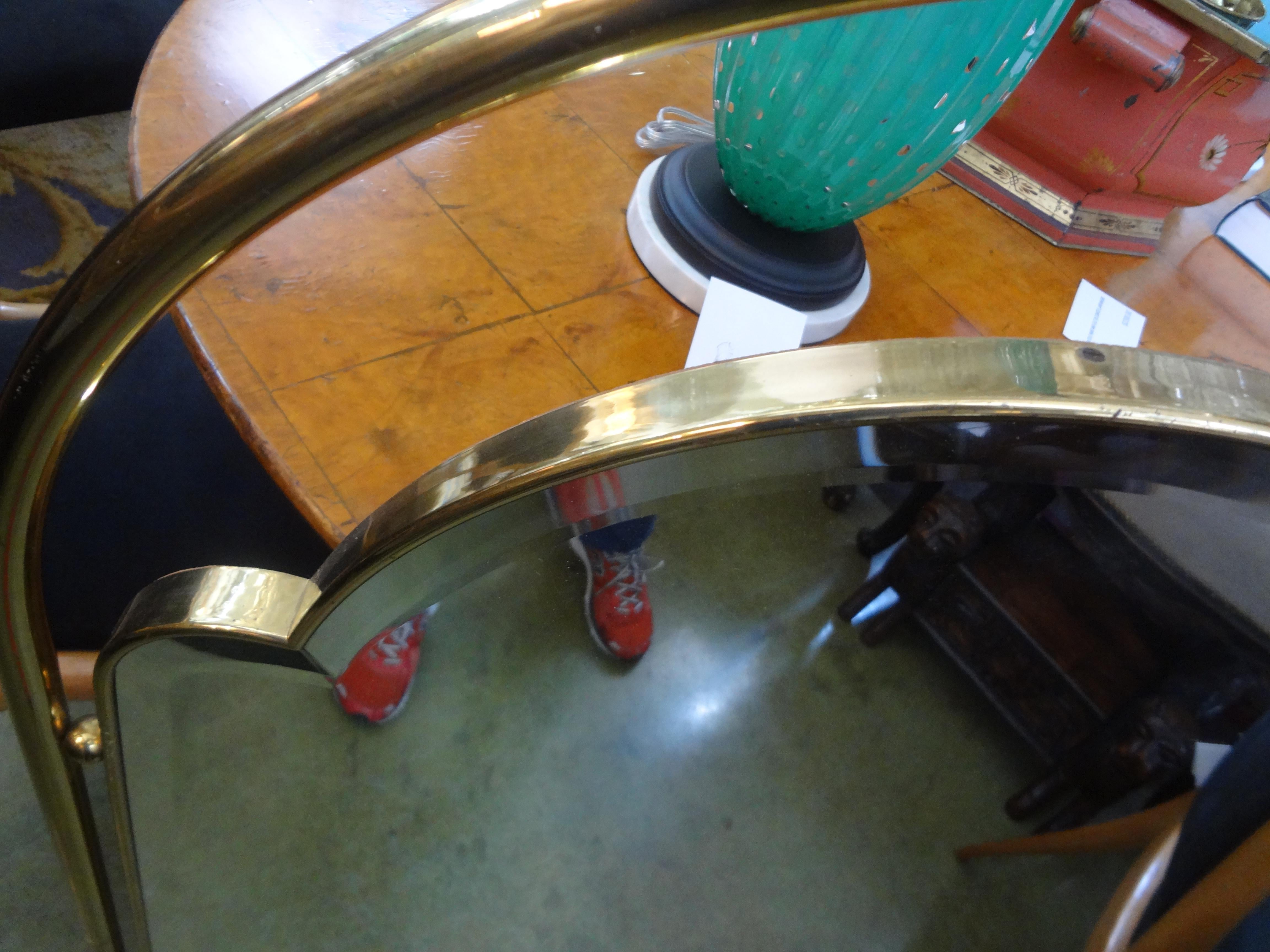Italian Gio Ponti Style Brass Beveled Mirror 2
