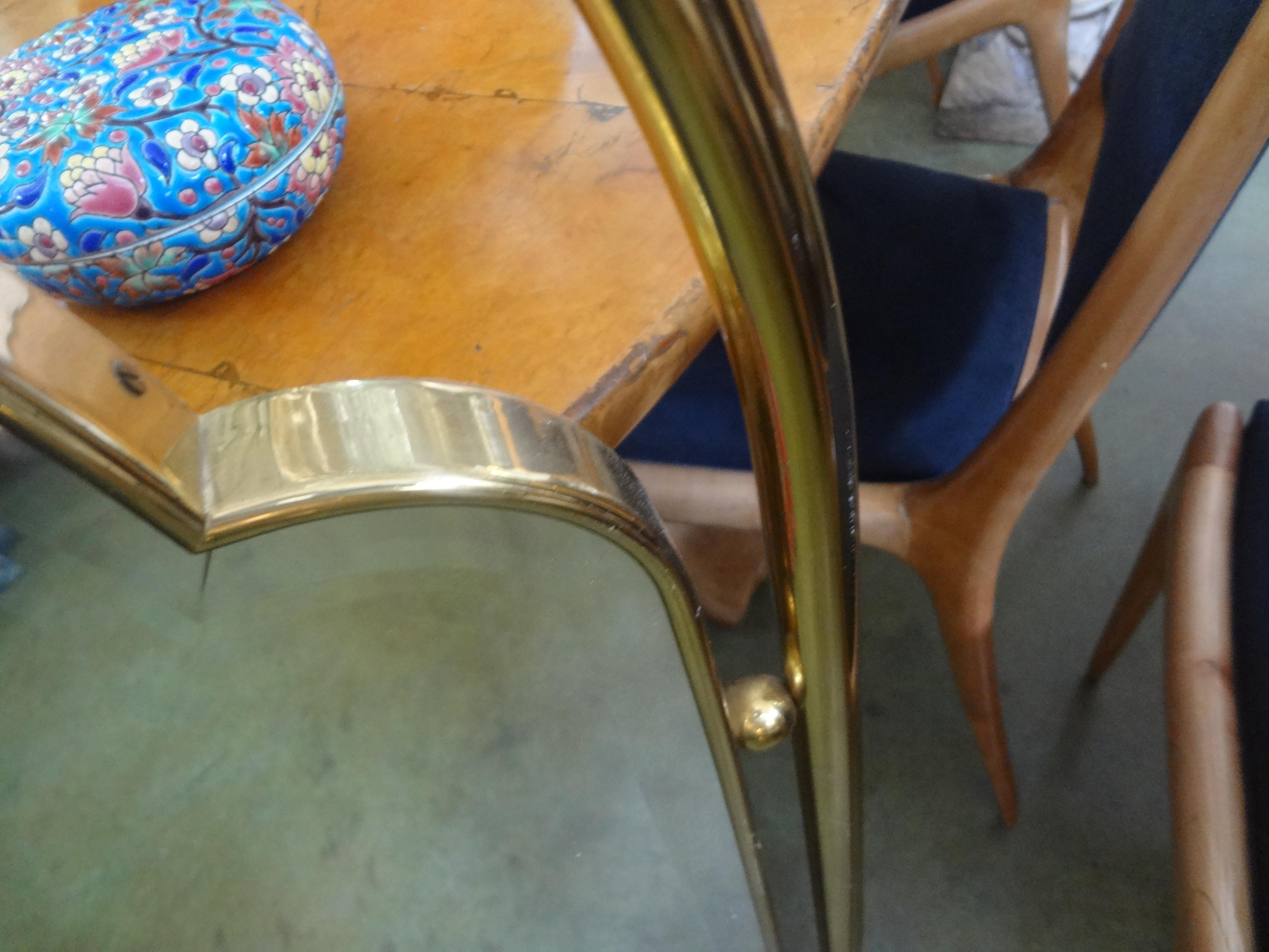 Italian Gio Ponti Style Brass Beveled Mirror 3