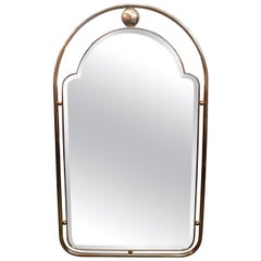 Italian Gio Ponti Style Brass Beveled Mirror