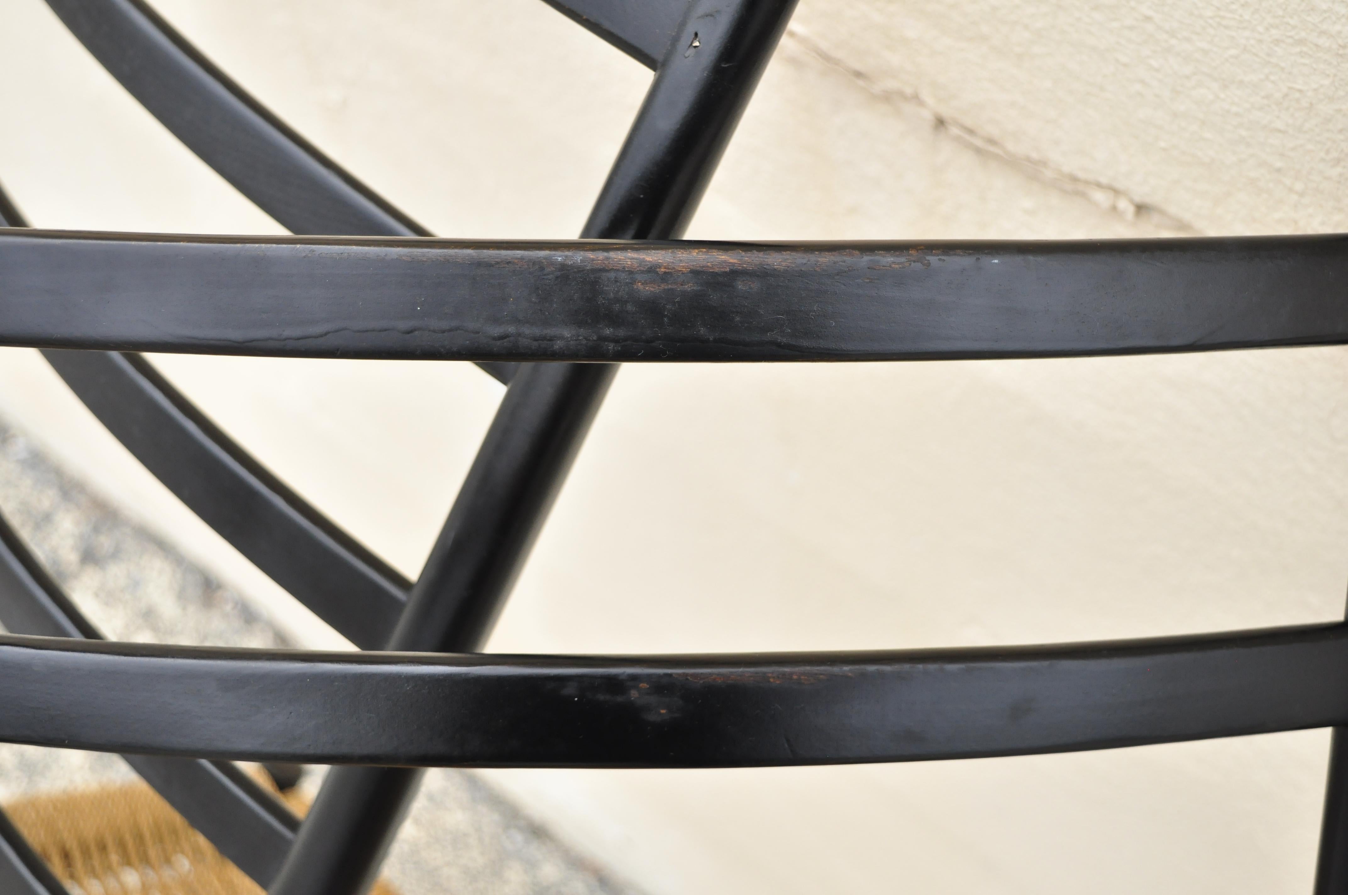 Italian Gio Ponti Style Ebonized Black Tall Ladder Back Rope Seat Chair, a Pair 5
