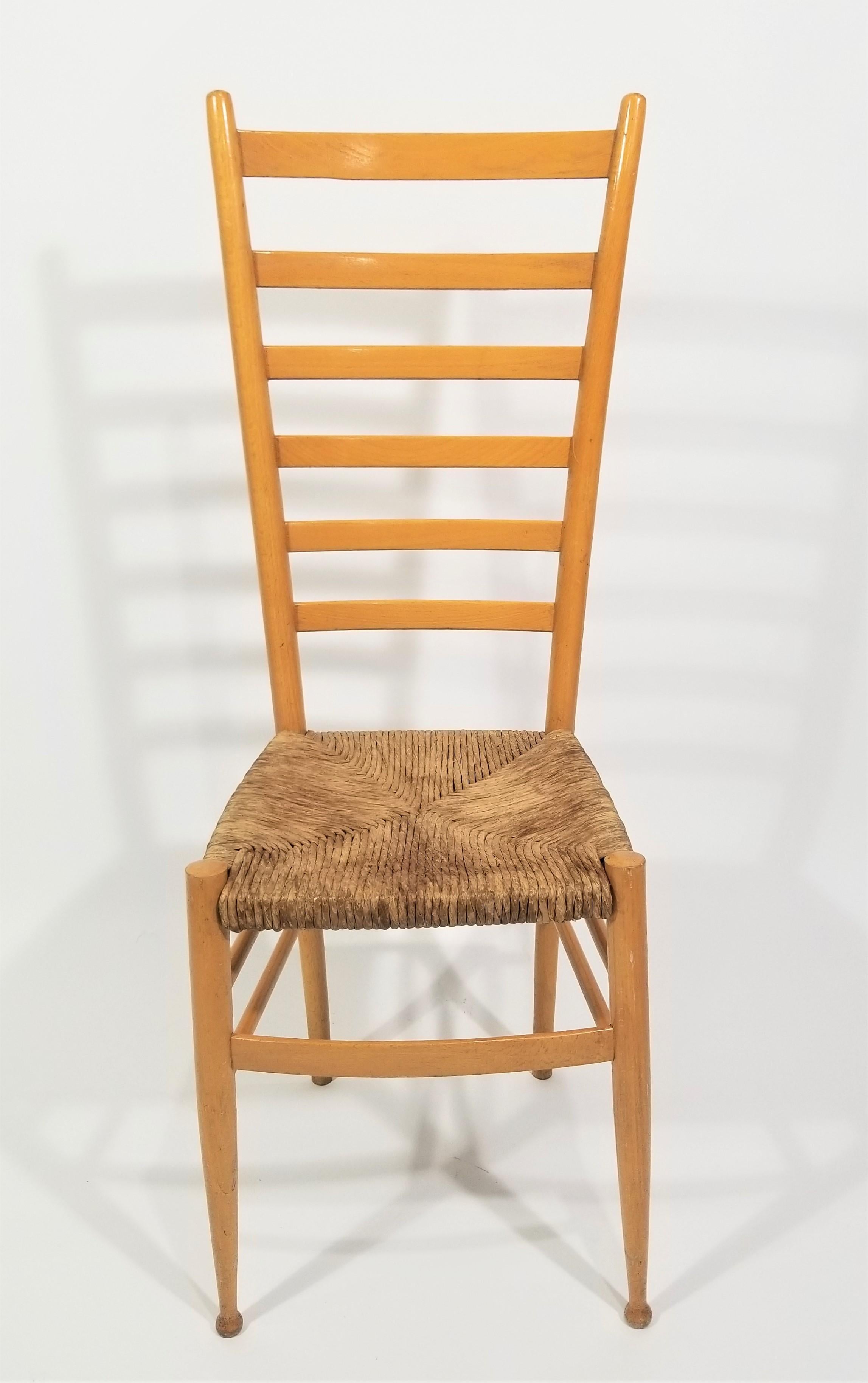 Italian Gio  Ponti Style Tall Ladder Back Chairs 1970s Made in Italy  For Sale 5