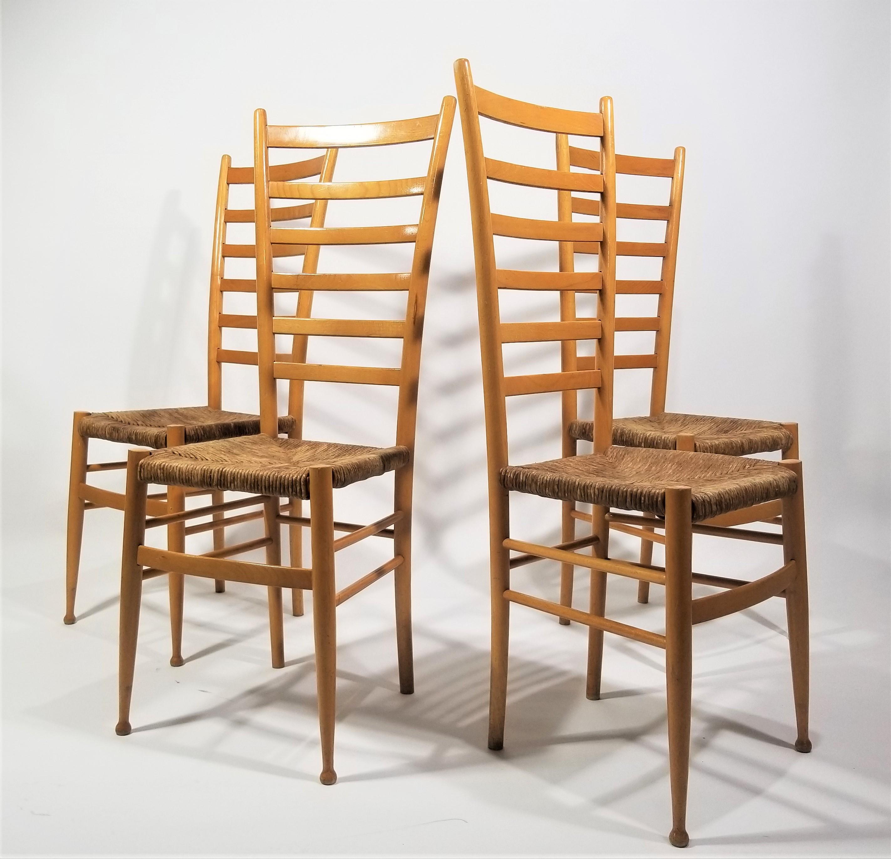 Italian Gio  Ponti Style Tall Ladder Back Chairs 1970s Made in Italy  For Sale 10