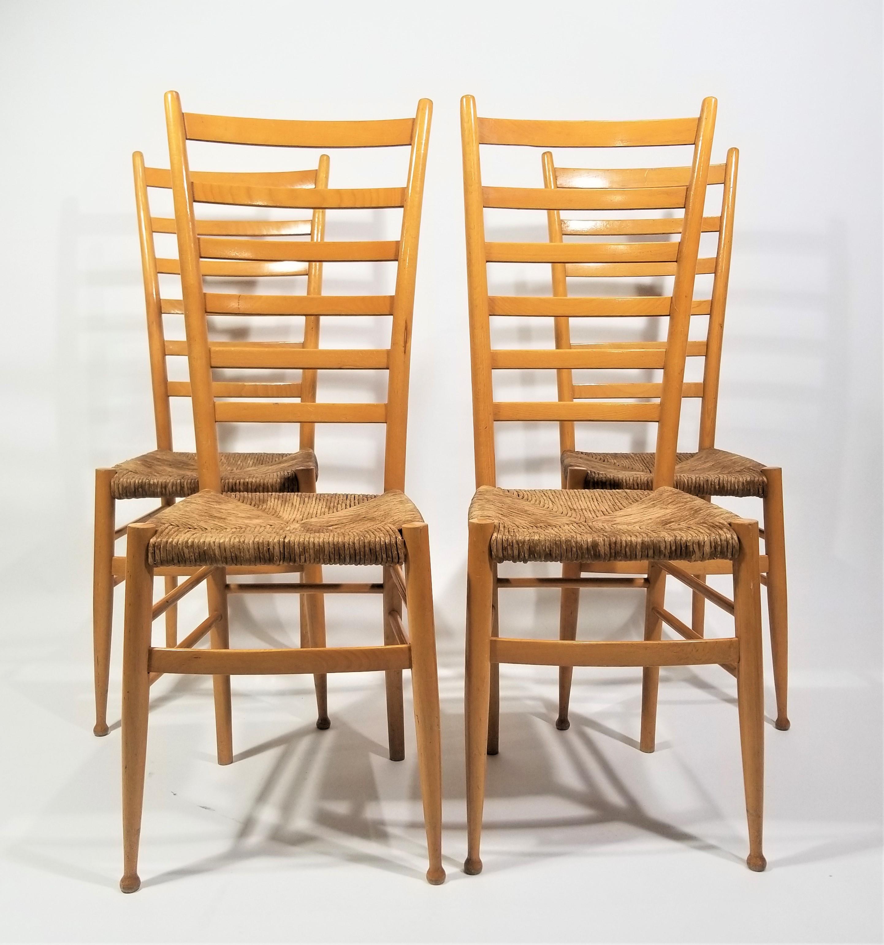 20th Century Italian Gio  Ponti Style Tall Ladder Back Chairs 1970s Made in Italy  For Sale