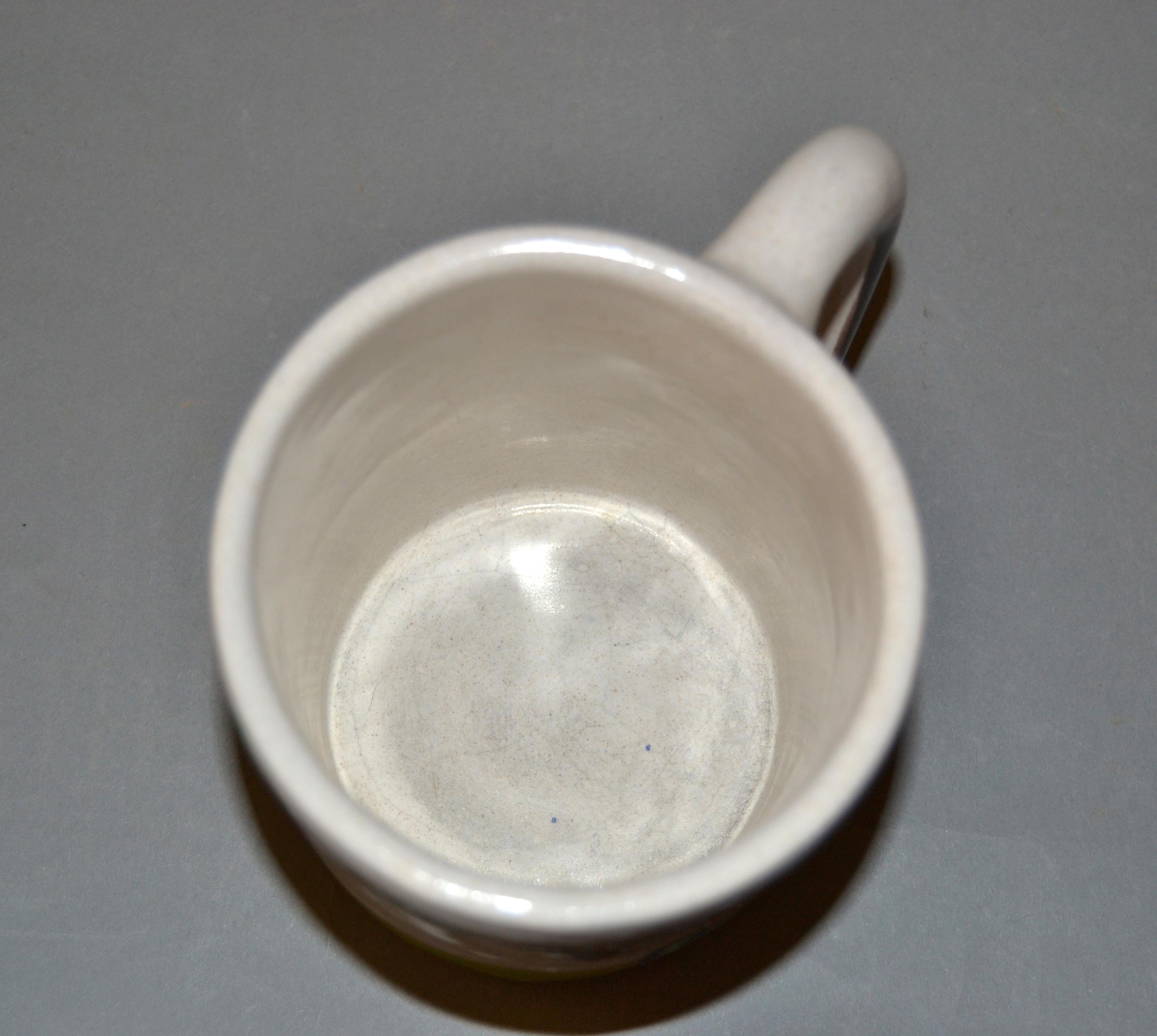 Glazed Italian Giovanni Desimone Hand Painted Art Pottery Decor Mug, Cup Grape Picker