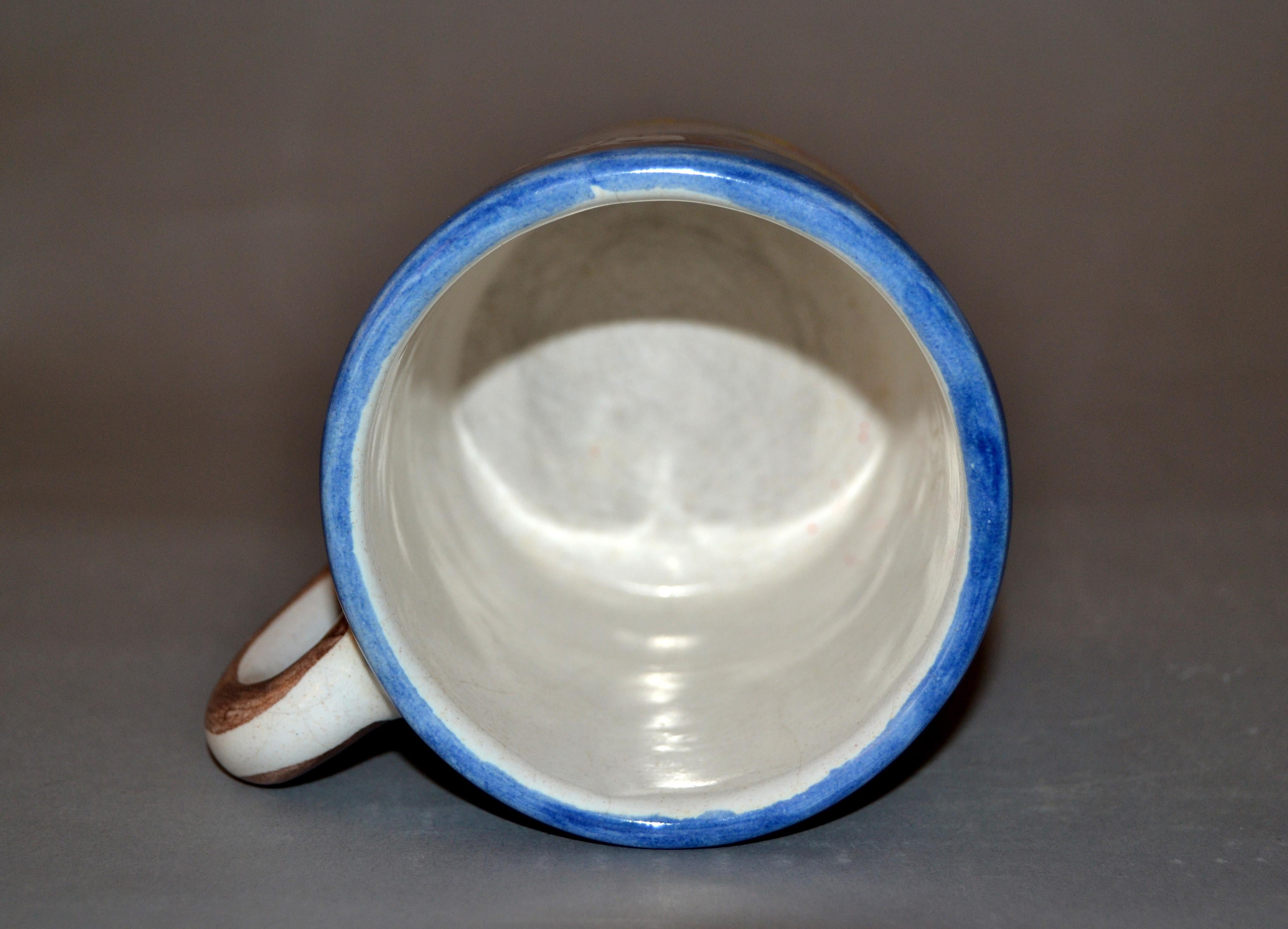 Italian Giovanni Desimone Hand Painted Art Pottery Decor Mug, Cup Mermaid & Harp 2