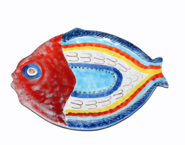 Italian Giovanni Desimone Hand Painted Pottery, Fish Platter, Serving Plate For Sale 5