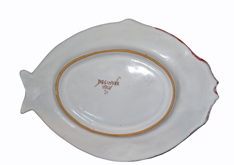 Italian Giovanni Desimone Hand Painted Pottery, Fish Platter, Serving Plate For Sale 2