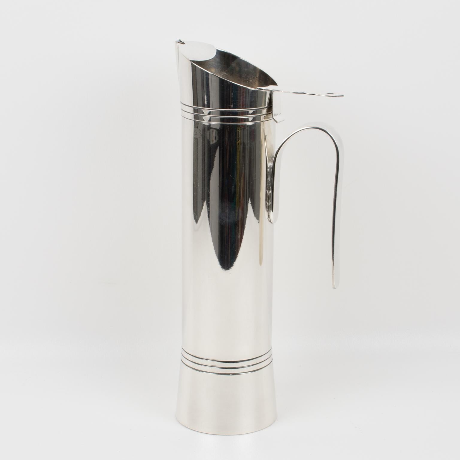 Italian Giuliano Bossi Silver Plate Barware Cocktail Martini Pitcher 8