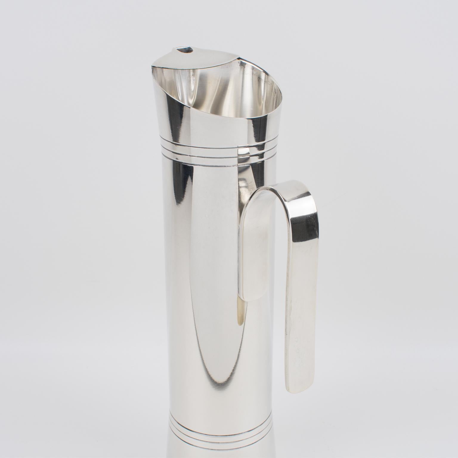 20th Century Italian Giuliano Bossi Silver Plate Barware Cocktail Martini Pitcher