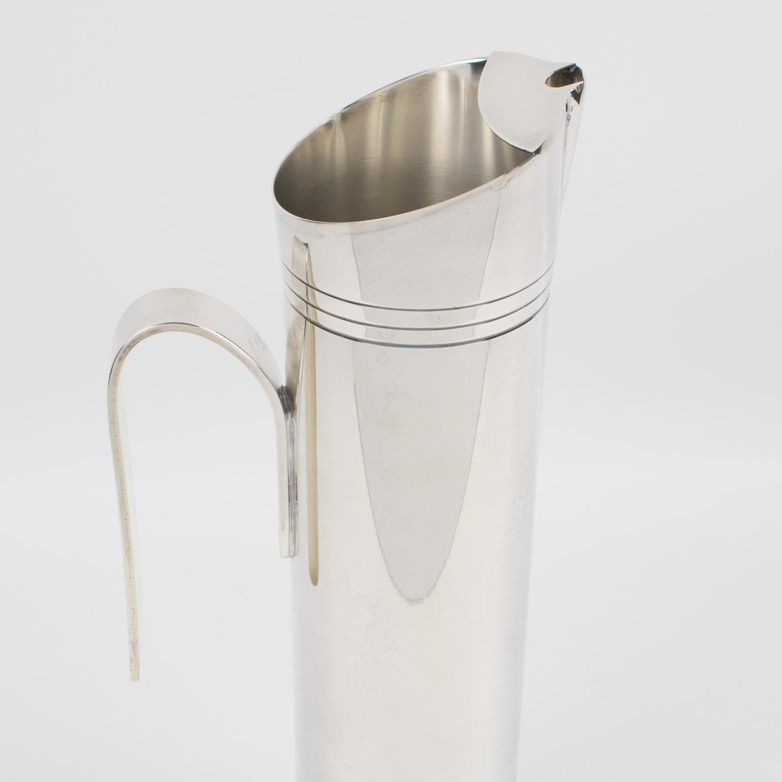 Italian Giuliano Bossi Silver Plate Barware Cocktail Martini Pitcher 2