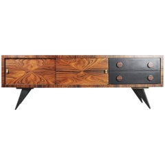 Vintage Italian Glamour Burl Rosewood Sideboard with Drawers, 1960s