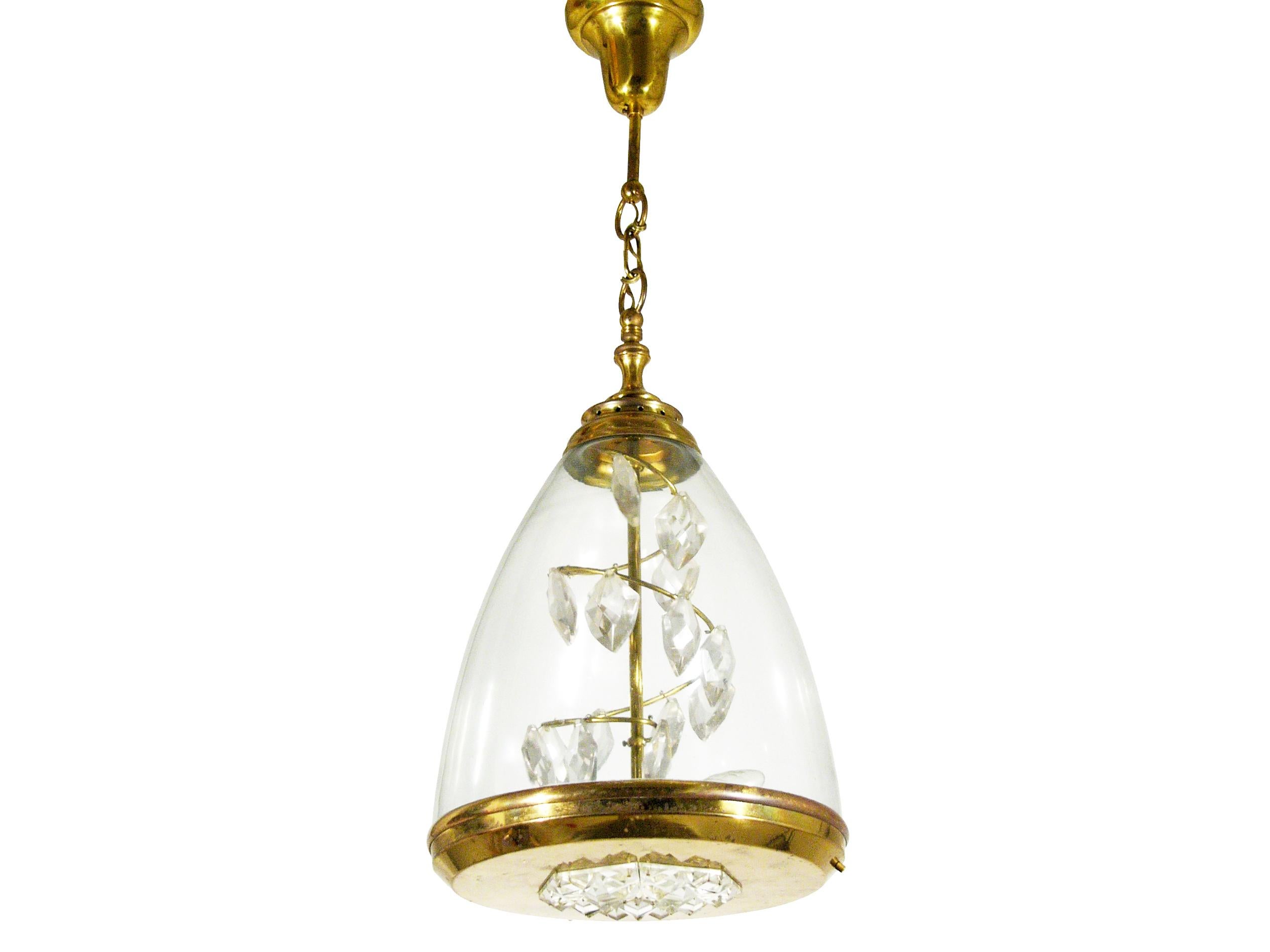 Pendentif italien en verre et laiton des années 1950 dans le style d'Azucena Bon état - En vente à Varese, Lombardia