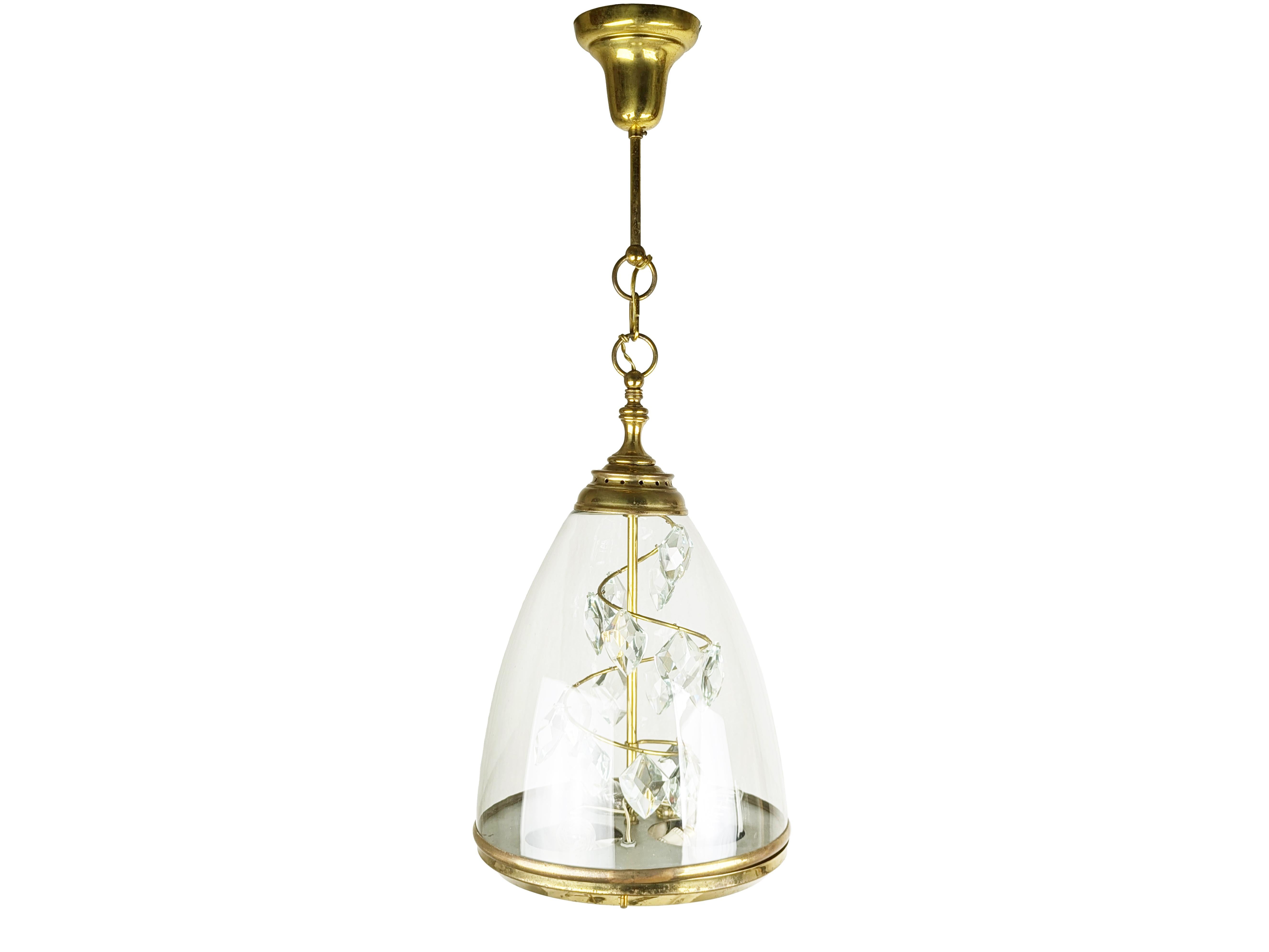 Milieu du XXe siècle Pendentif italien en verre et laiton des années 1950 dans le style d'Azucena en vente